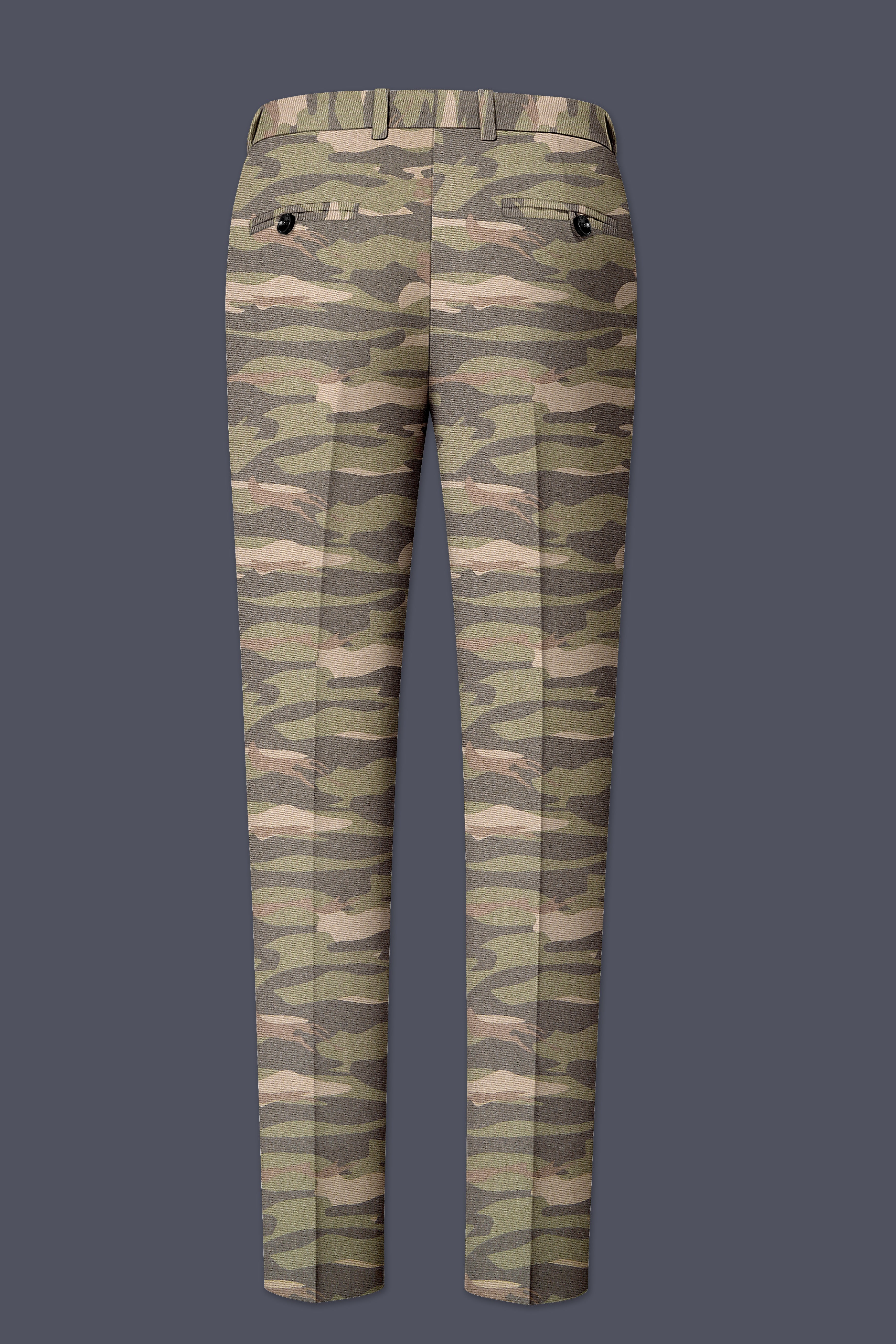 Crocodile Brown And Wenge Camouflage Printed Cotton Stretchable Waistband Pant