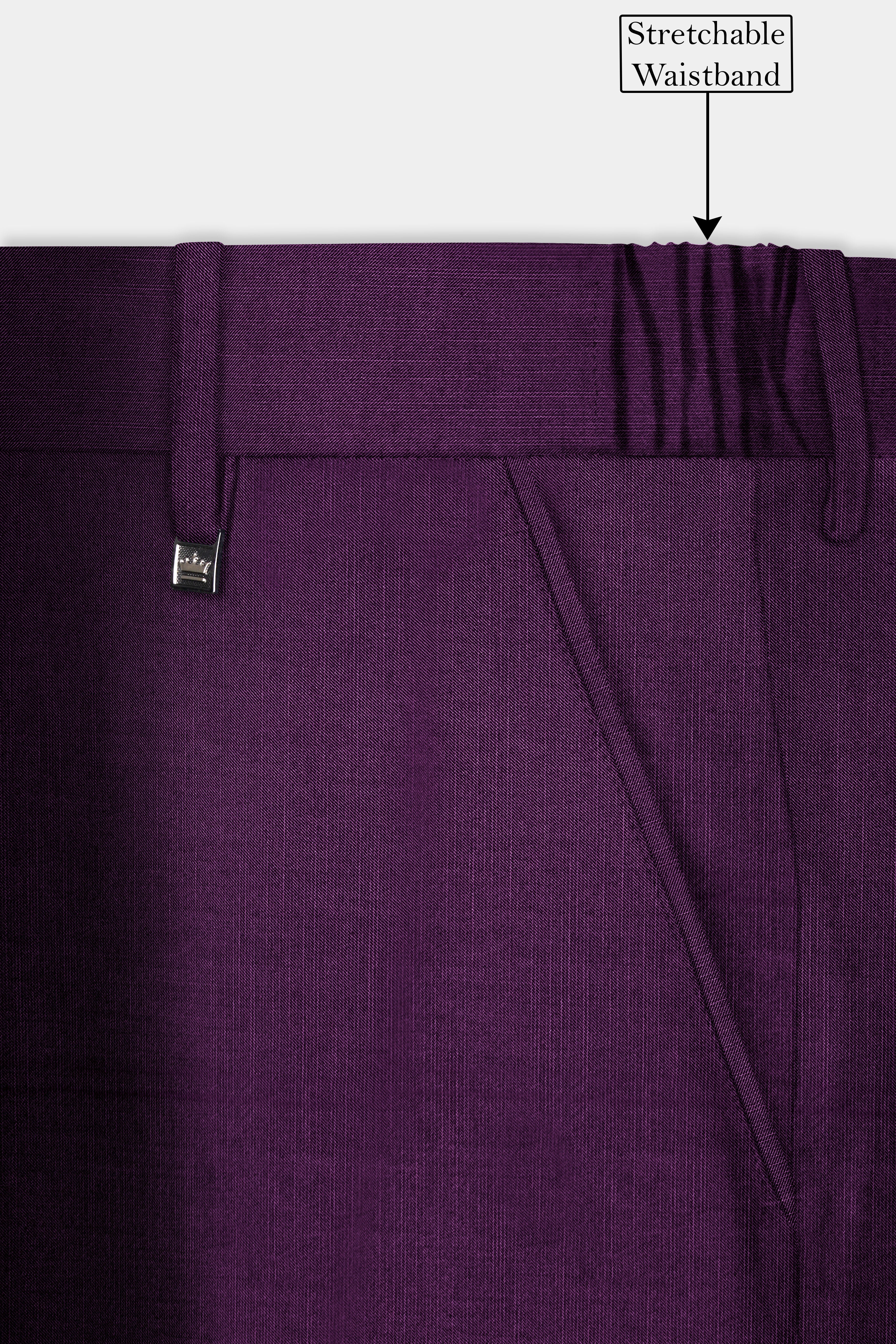 Orchid-Grape Purple Solid Wool Rich Stretchable traveler Pant