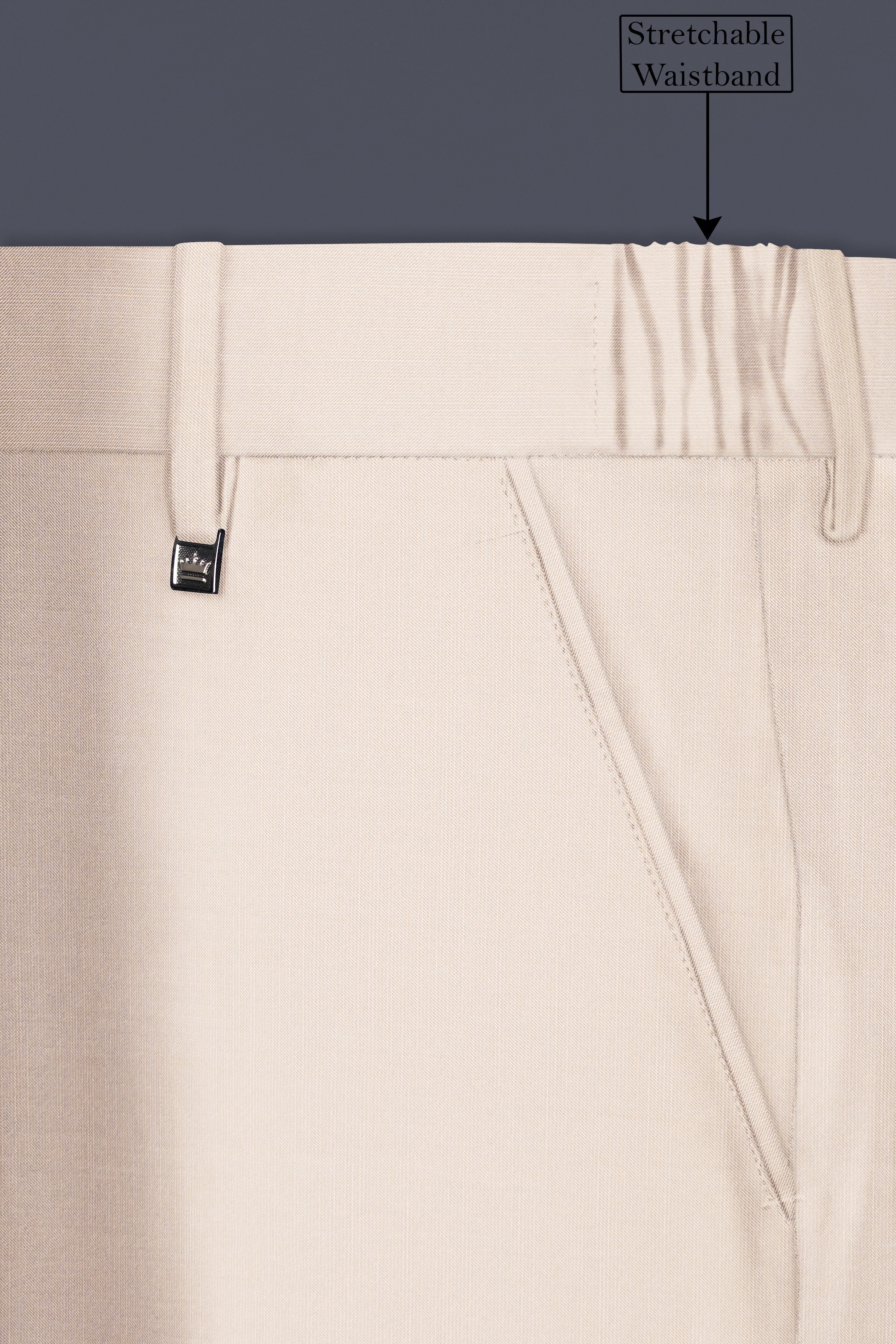 Velivon-Bizarre Cream Solid Wool Rich Stretchable traveler Pant