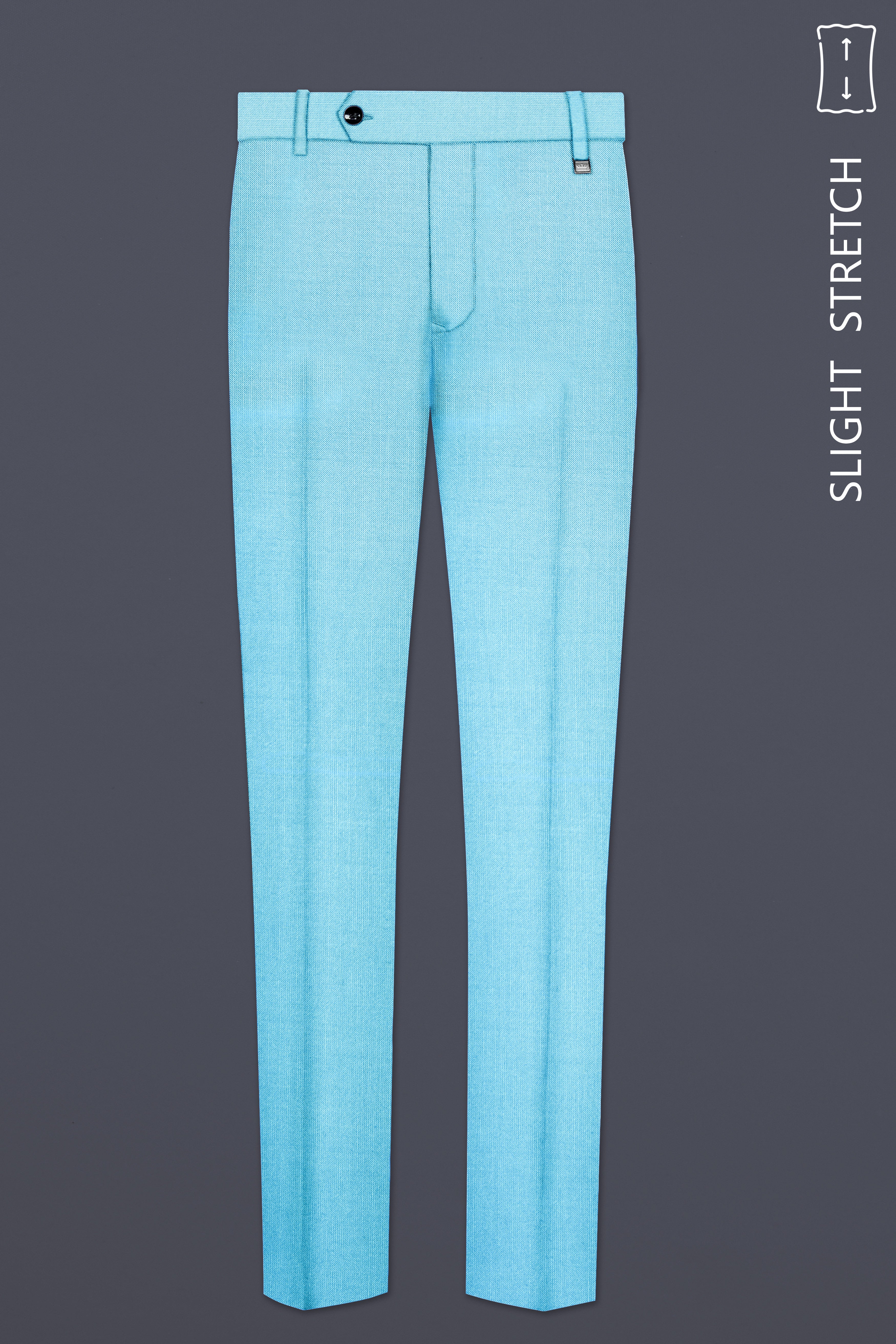 Iceland-Aquamarine Blue Solid Wool Rich Slight Stretch Waistband Pant