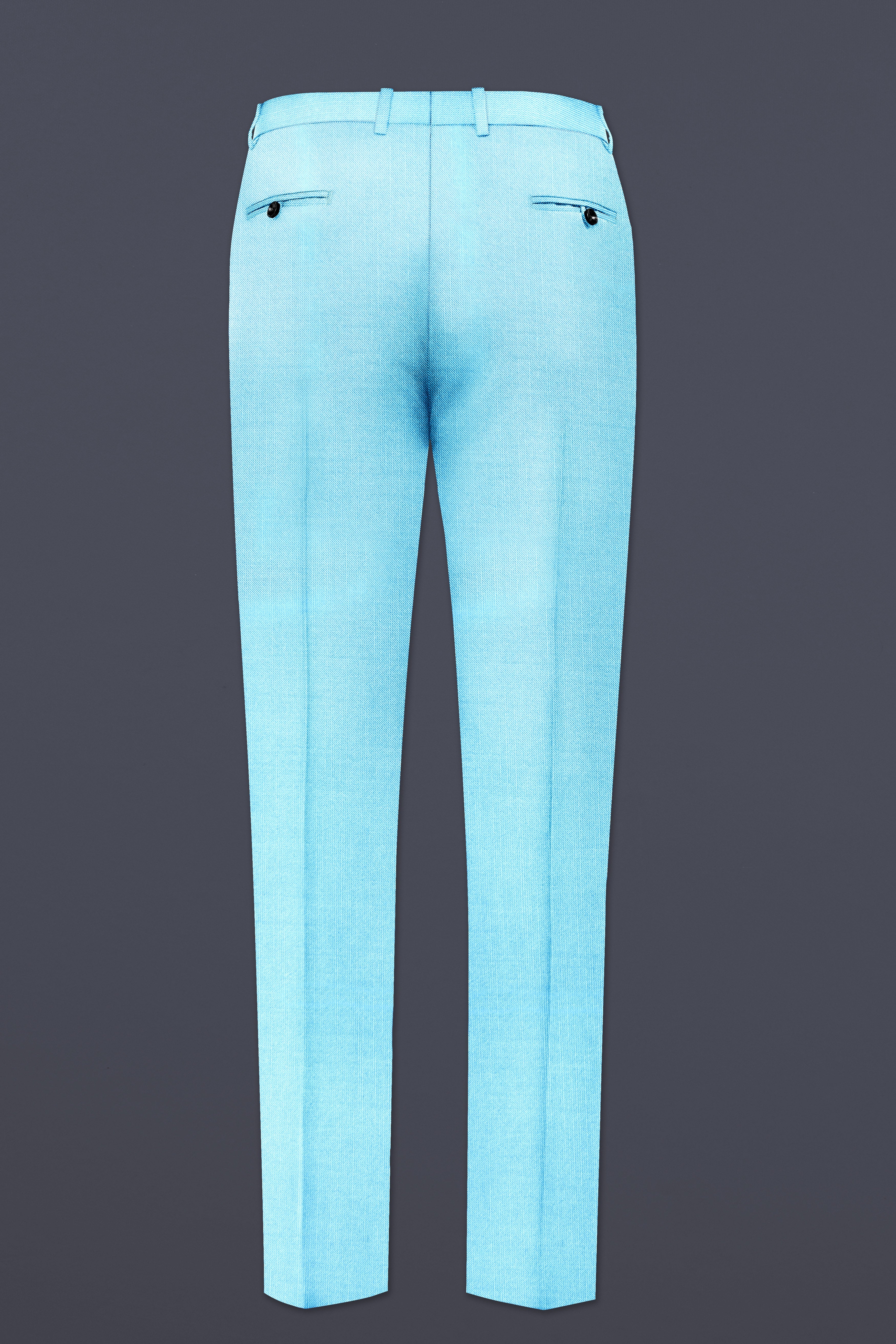 Iceland-Aquamarine Blue Solid Wool Rich Slight Stretch Waistband Pant