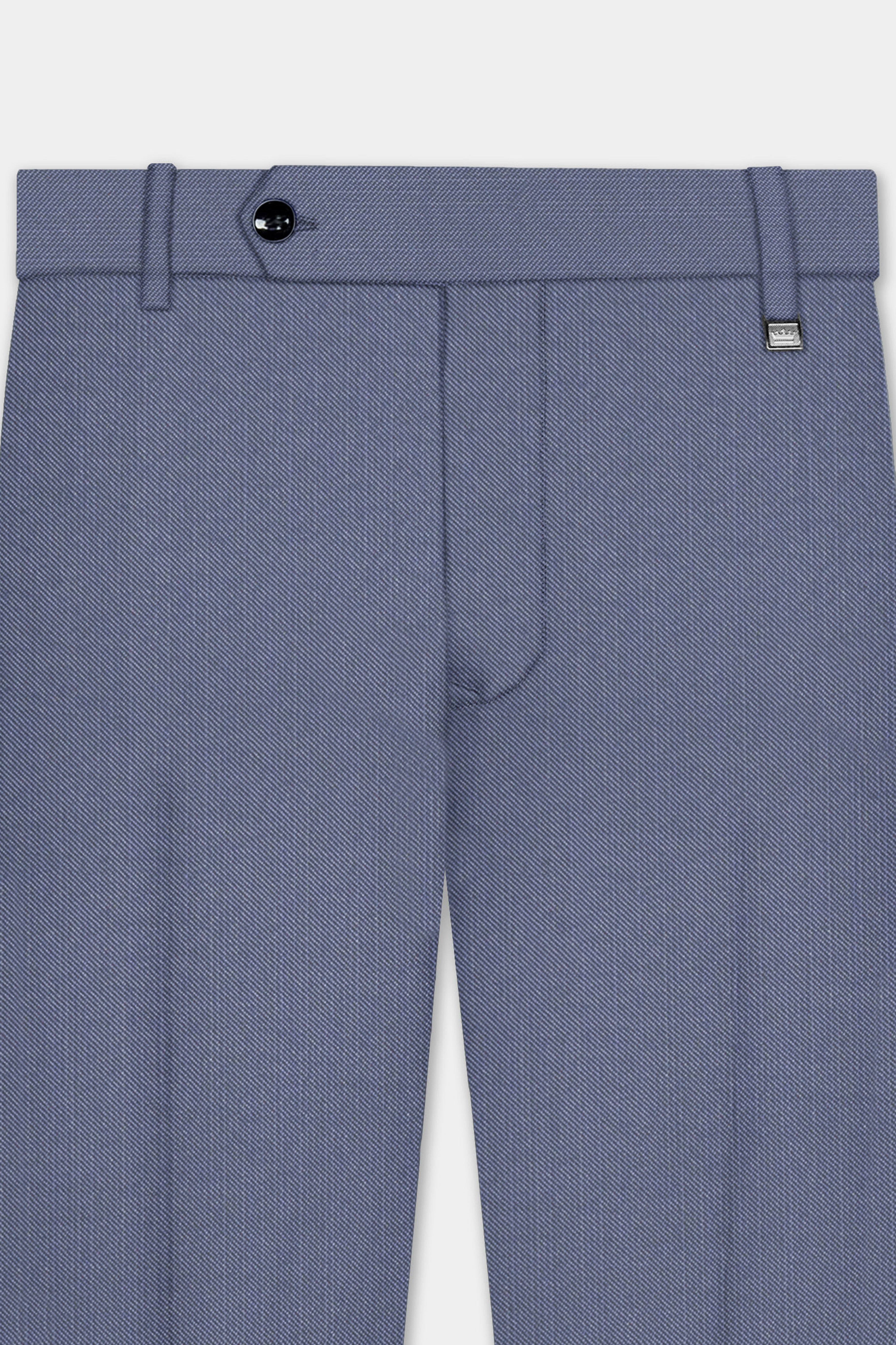 Zenith-Comet Blue Solid Wool Rich Stretchable traveler Pant