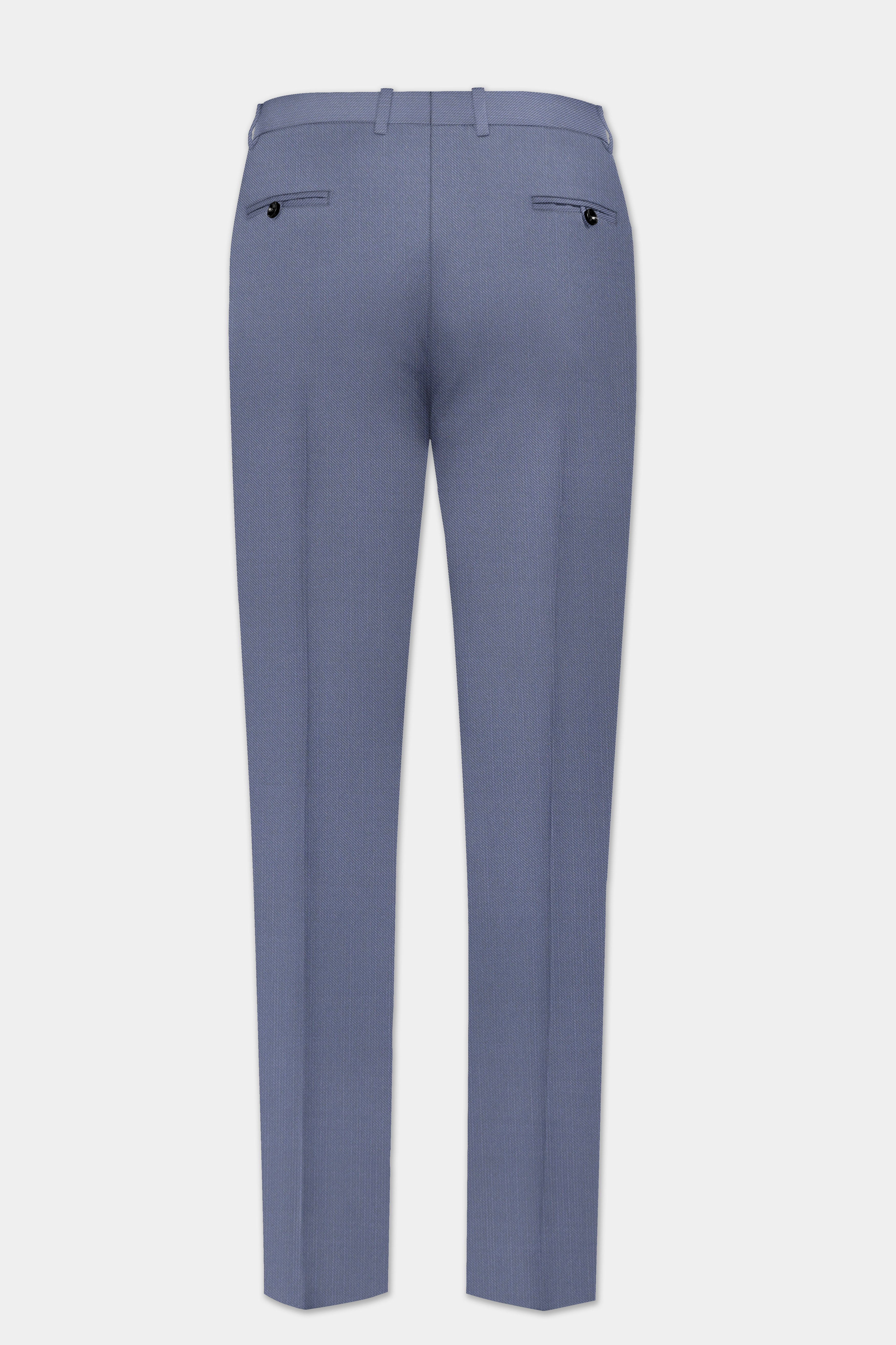 Zenith-Comet Blue Solid Wool Rich Stretchable traveler Pant