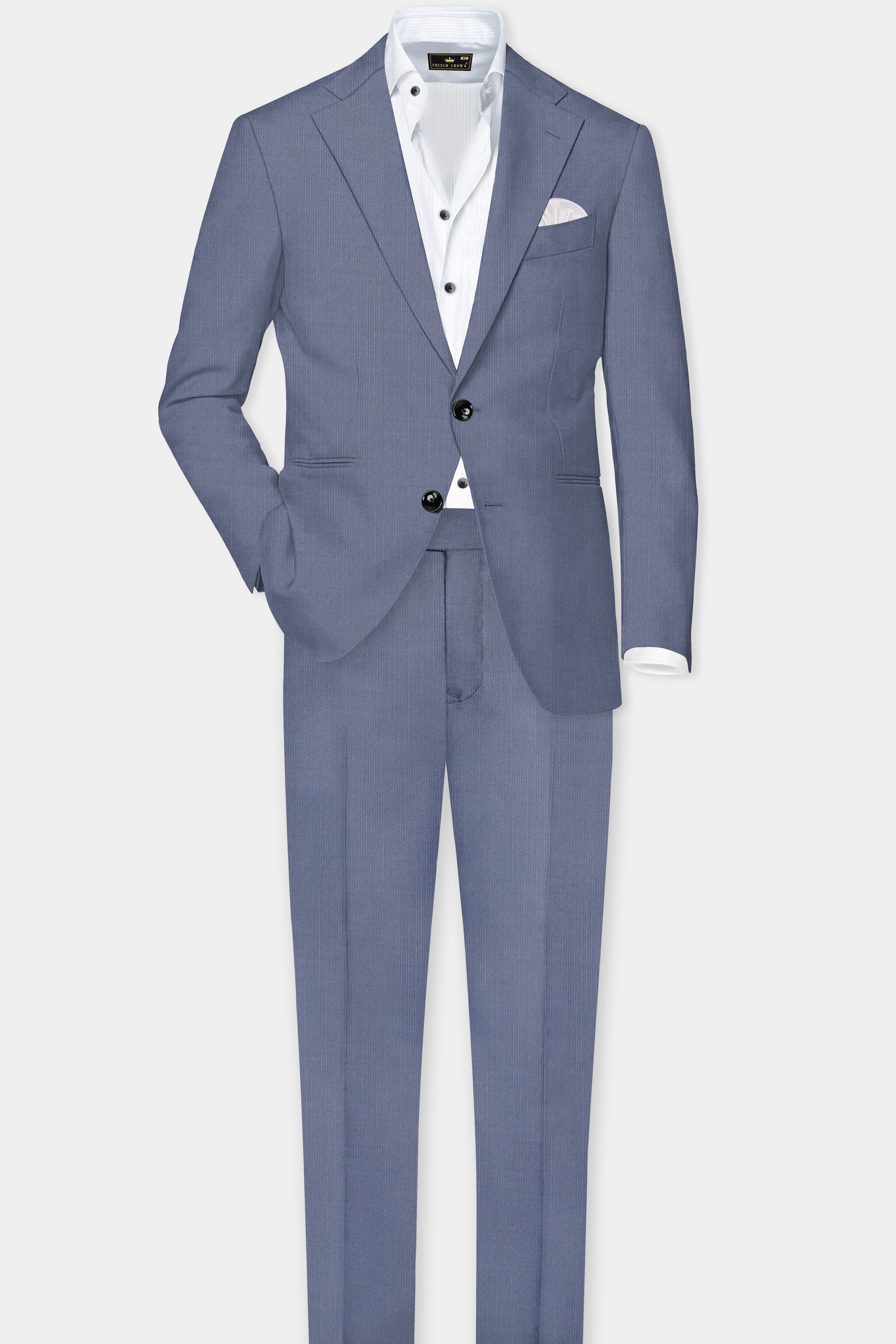 Zenith-Comet Blue Solid Wool Rich Stretchable traveler Pant