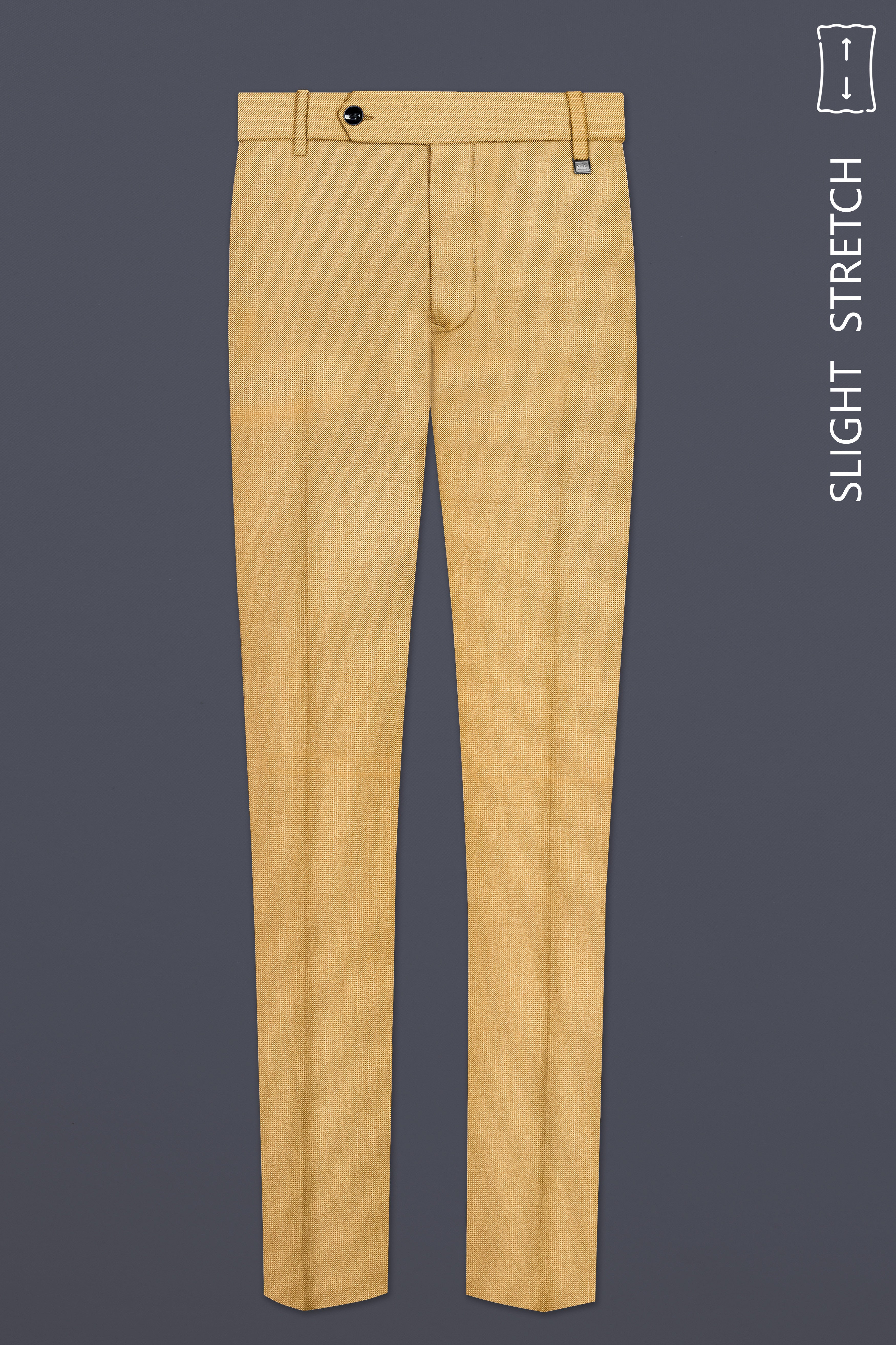 Marula-Desert Yellow Solid Wool Rich Slight Stretch Waistband Pant