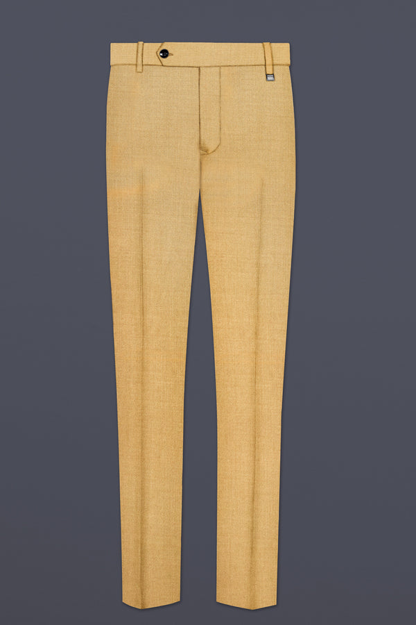 Marula-Desert Yellow Solid Wool Rich Slight Stretch Waistband Pant