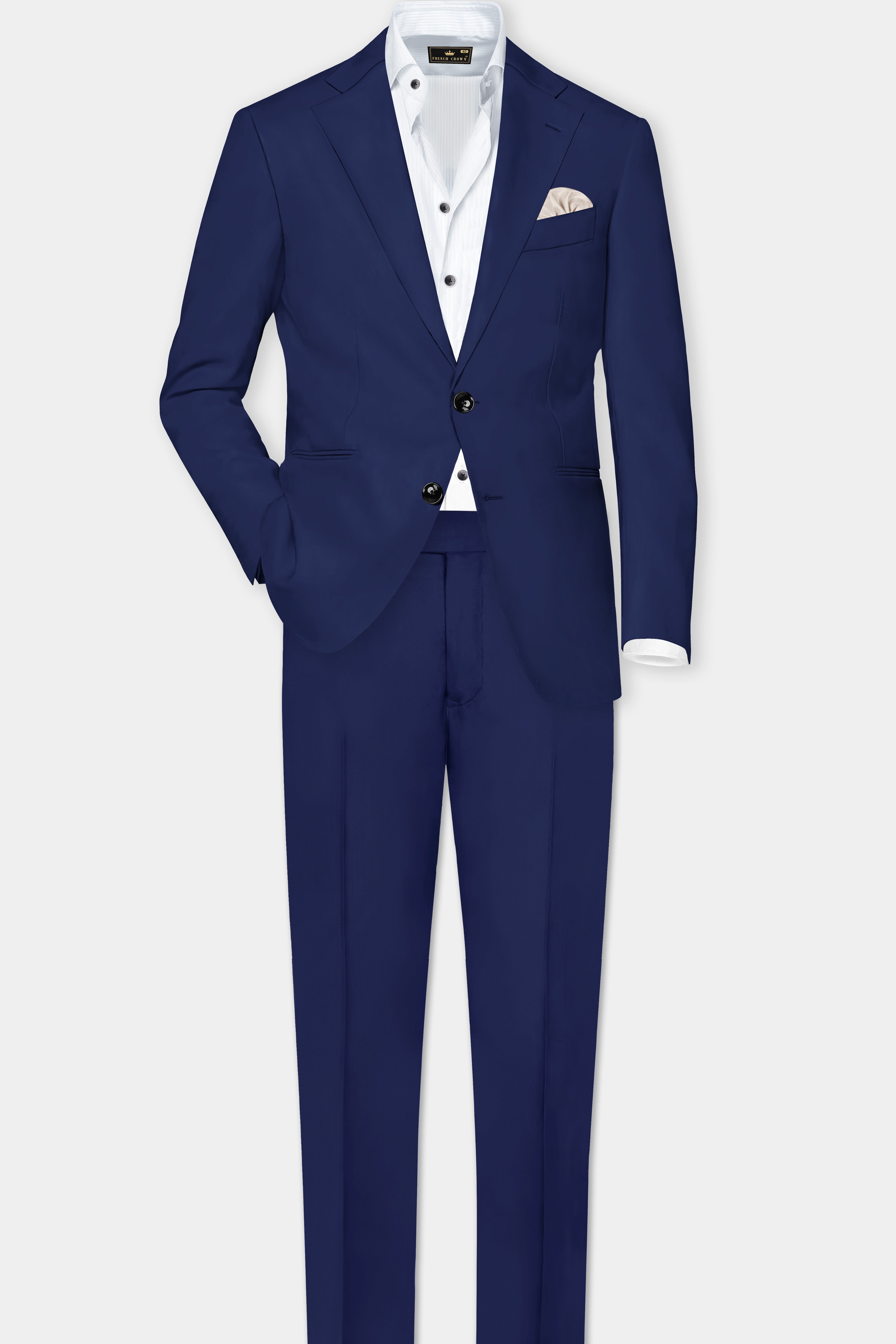 Berry Blue Solid Wool Rich Stretchable Waistband Pant