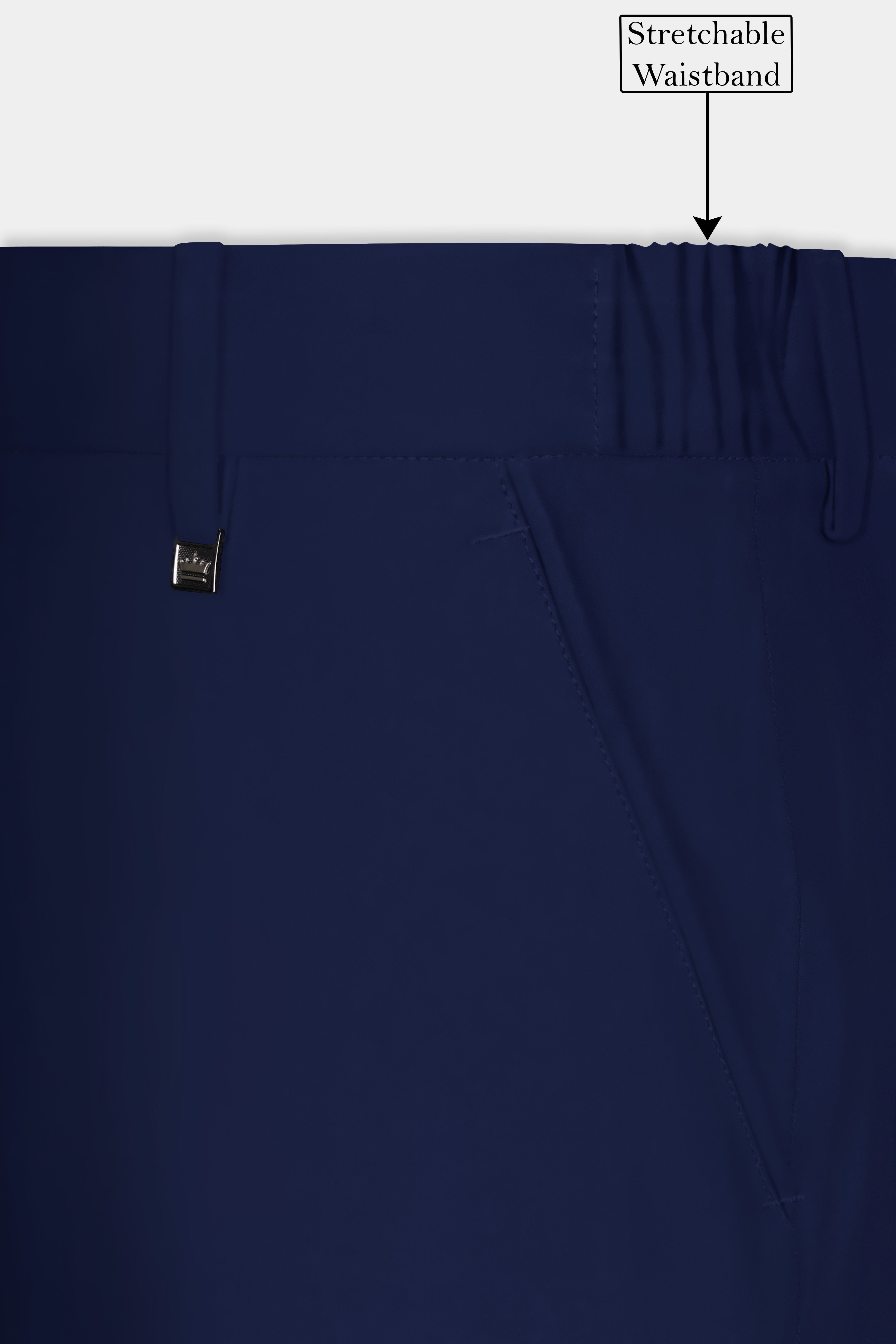 Berry Blue Solid Wool Rich Stretchable Waistband Pant