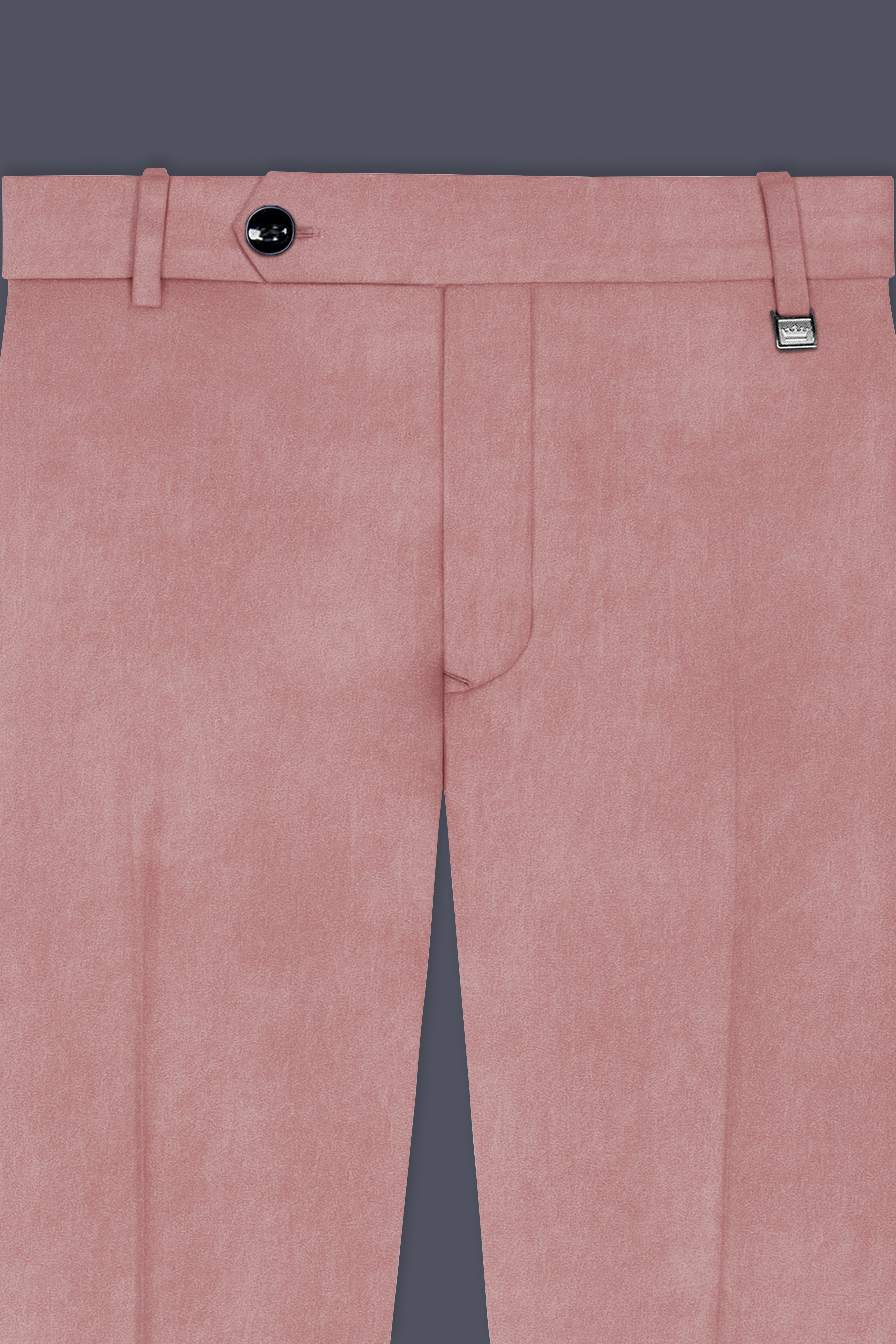 Rosivell-Oriental Peach Velvet Stretchable Waistband Pant