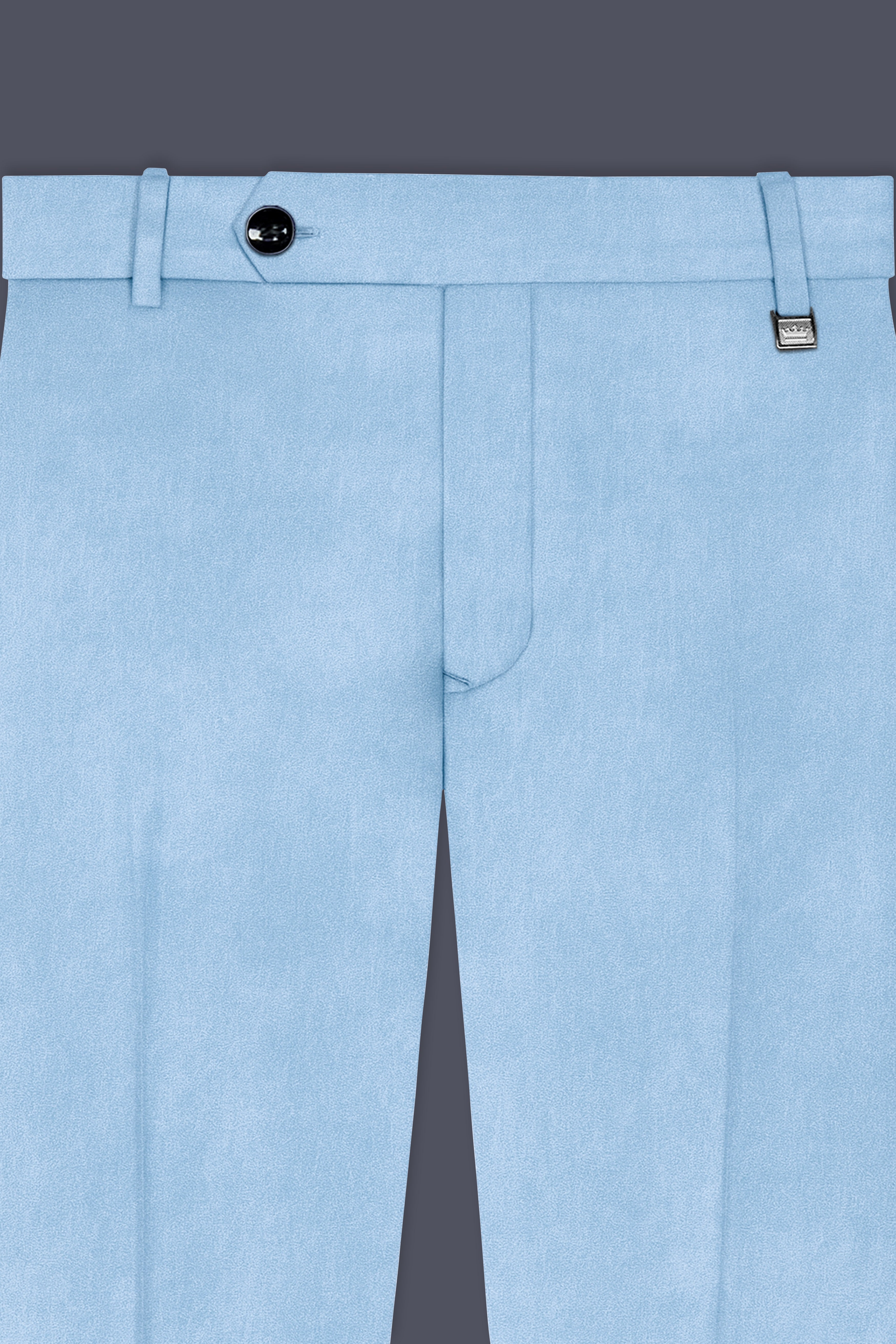 Velairis-Spindle Blue Velvet Stretchable Waistband Pant