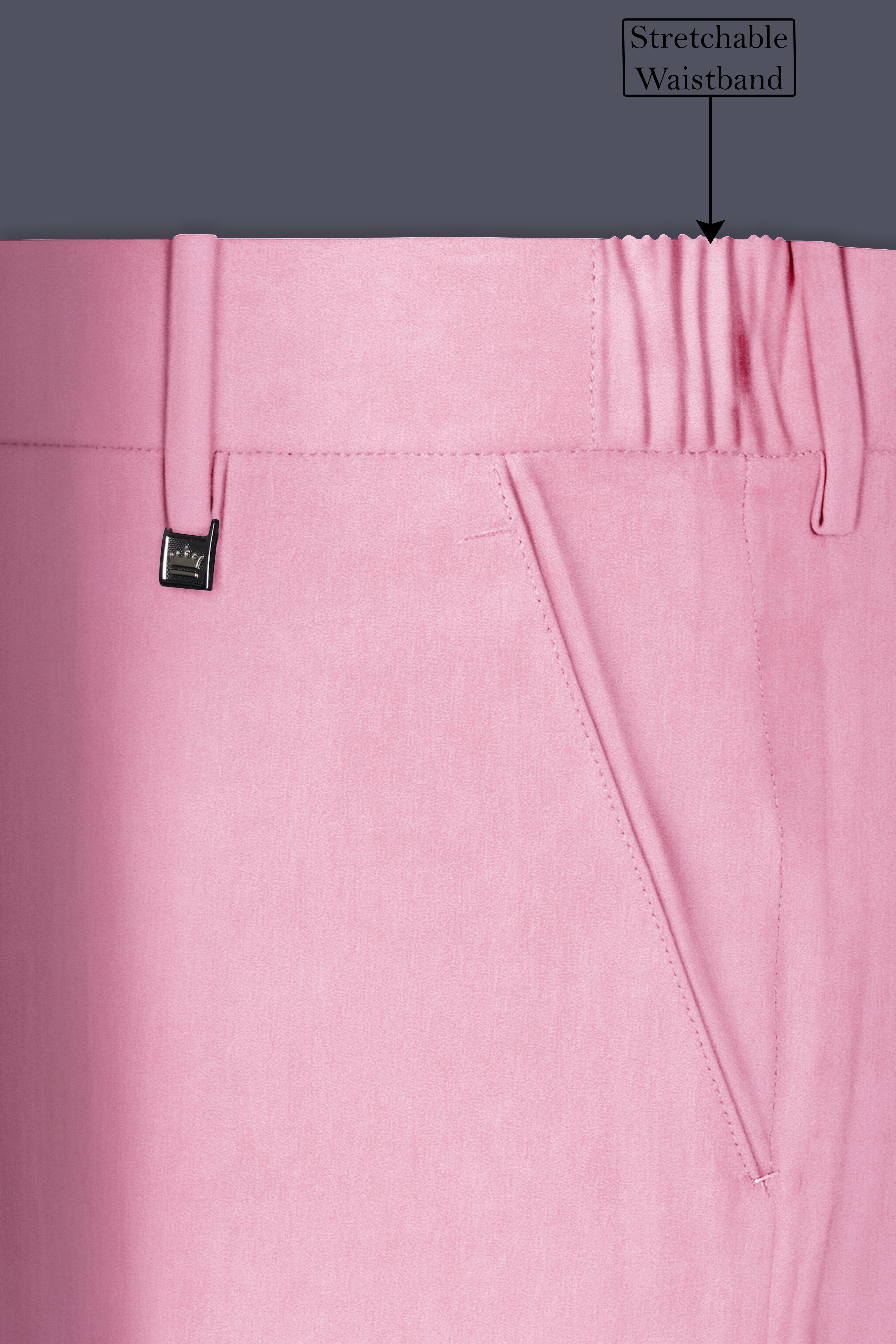 Fleurvel-Azalea Pink Velvet Stretchable Waistband Pant