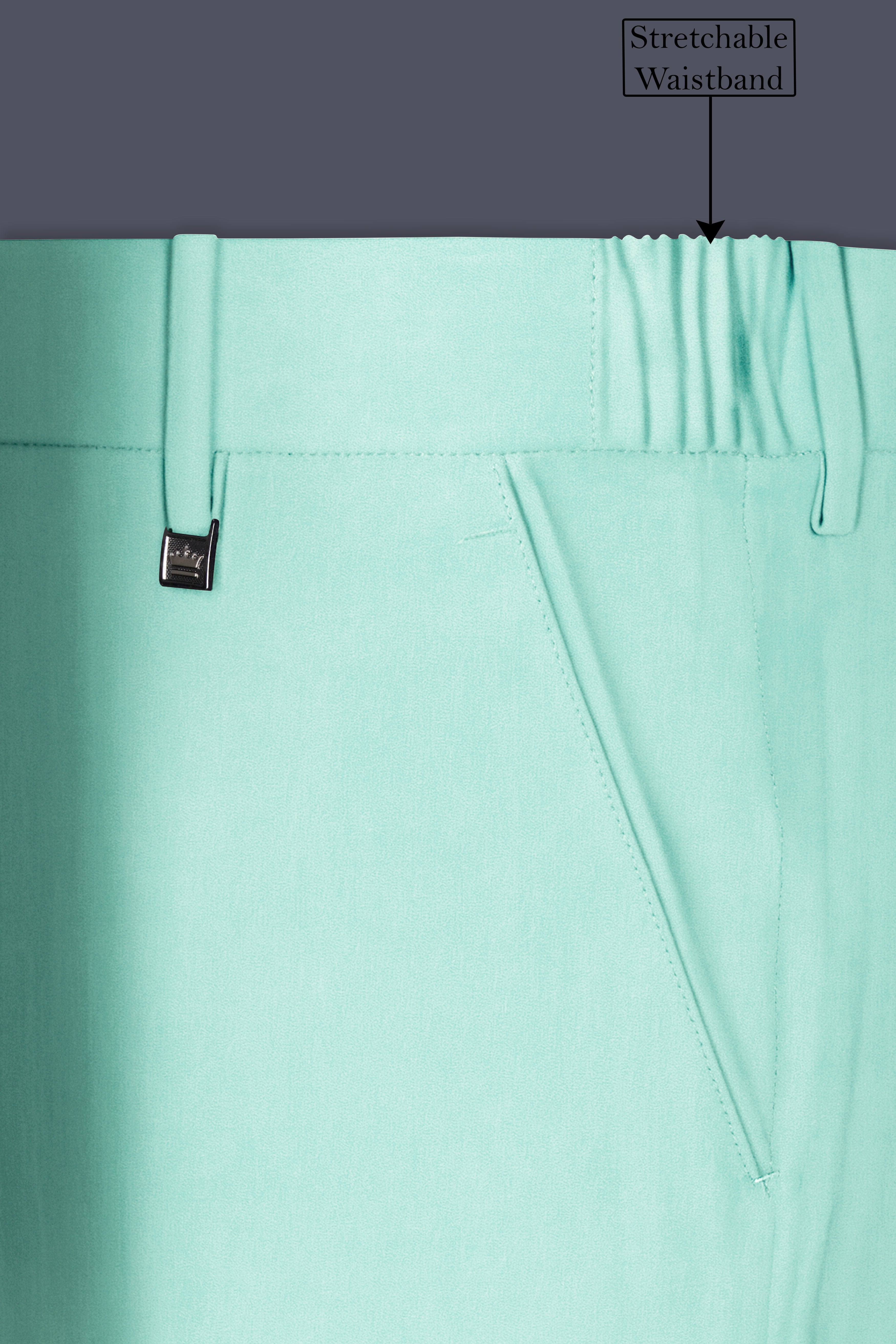 Verdalis-Cruise Green Textured Velvet Stretchable Waistband Pant