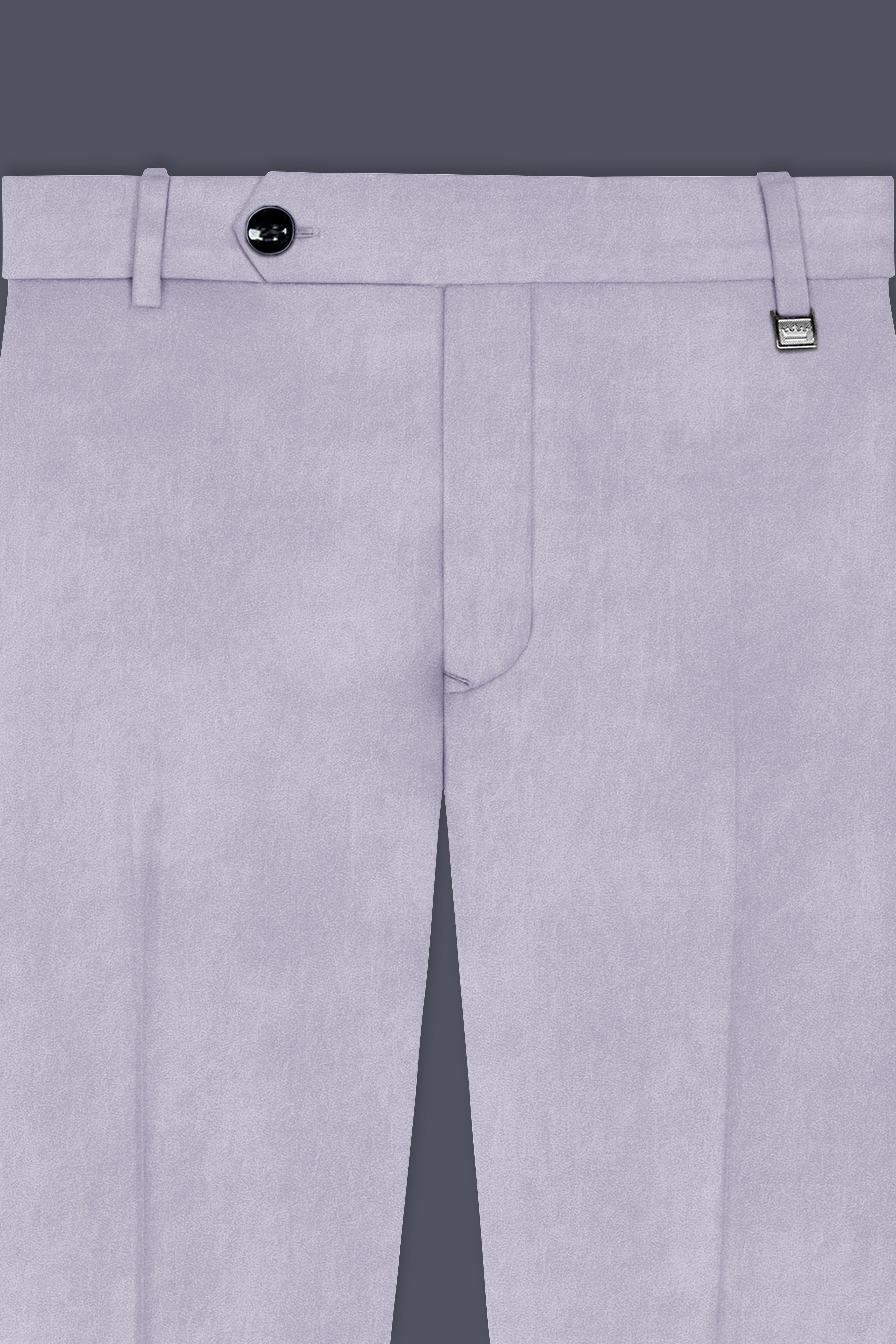 Argivell-French Gray Textured Velvet Stretchable Waistband Pant