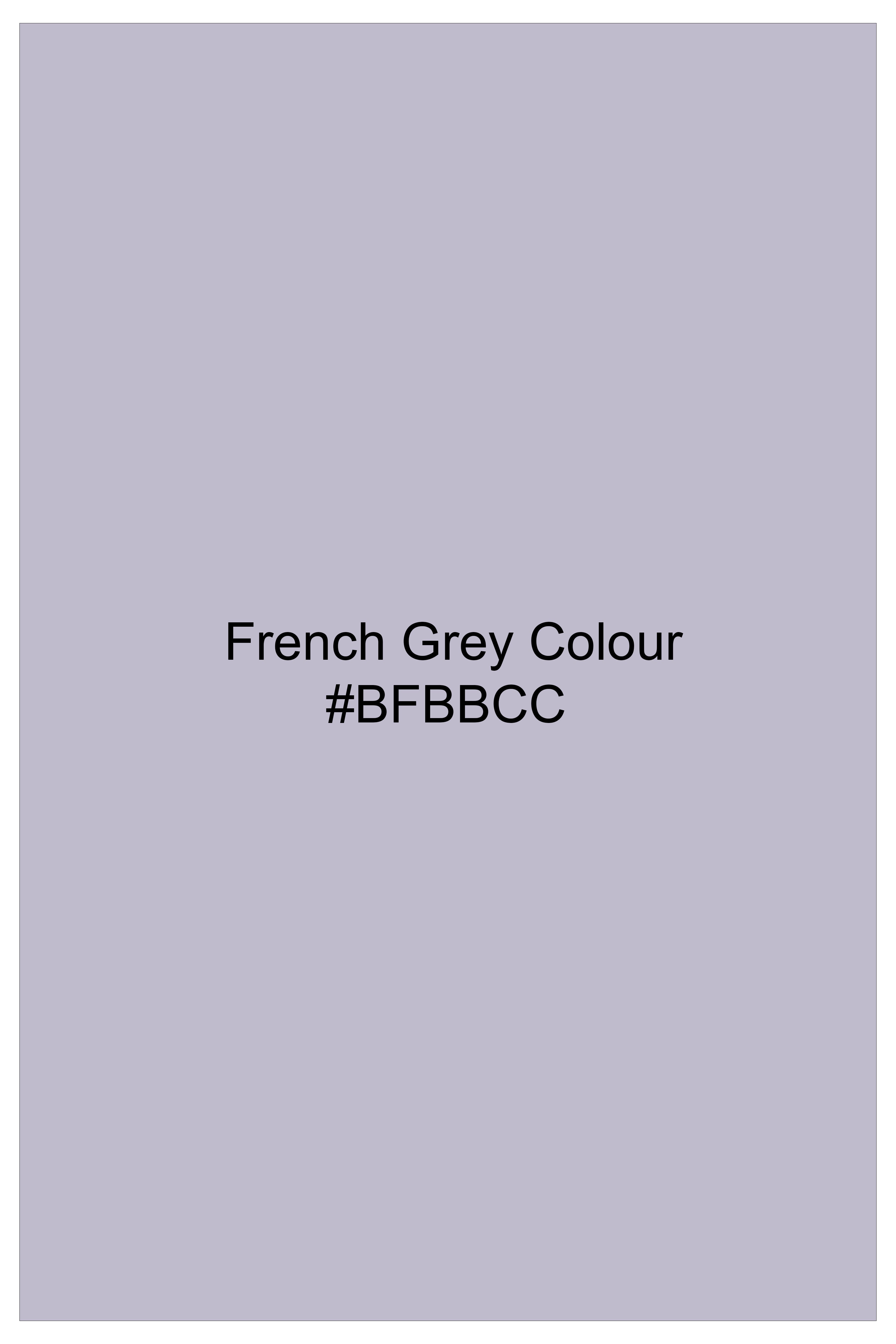Argivell-French Gray Textured Velvet Stretchable Waistband Pant