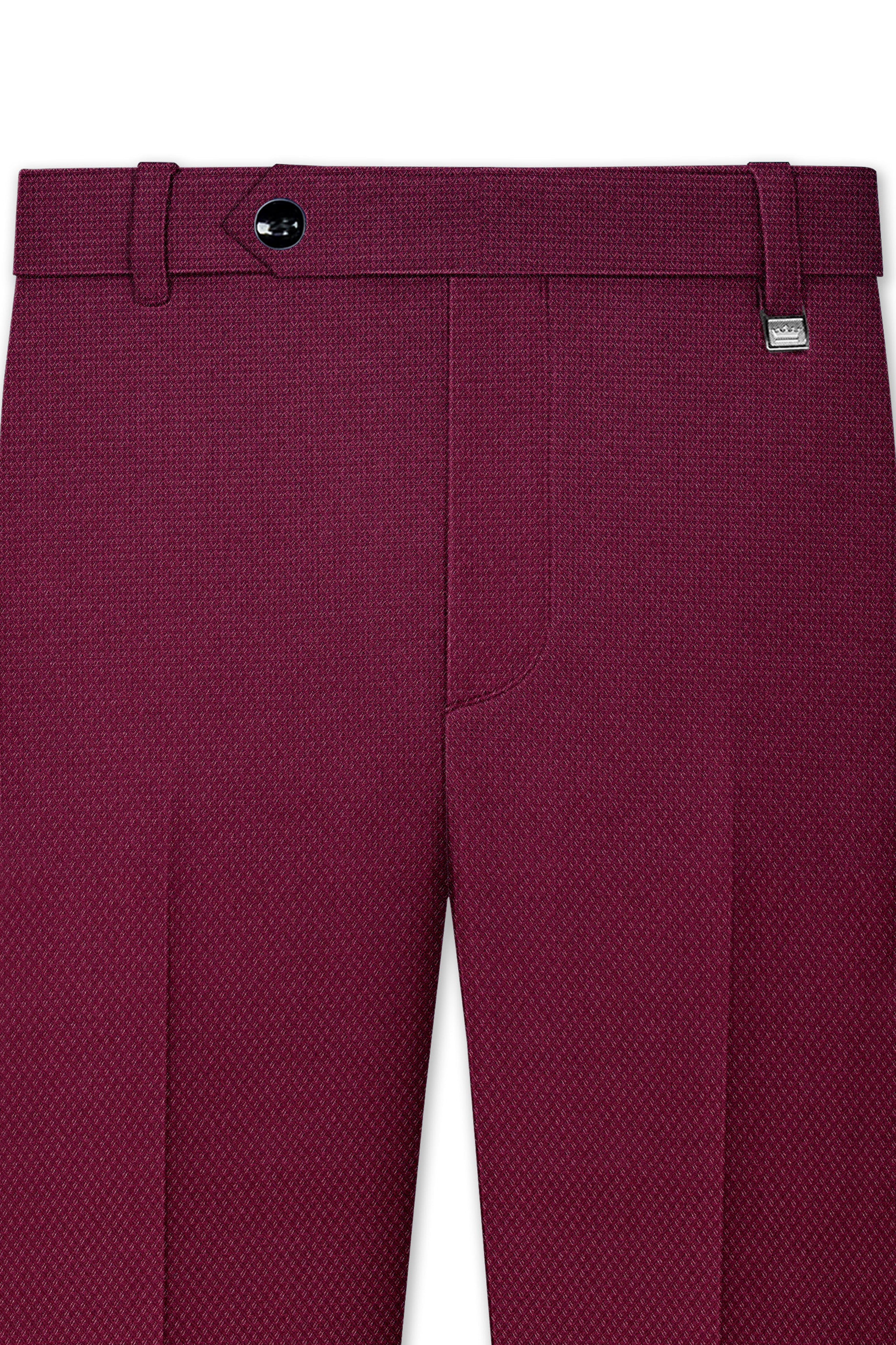 Marcrest-Castro Maroon Textured Wool Rich Stretchable Waistband Pant