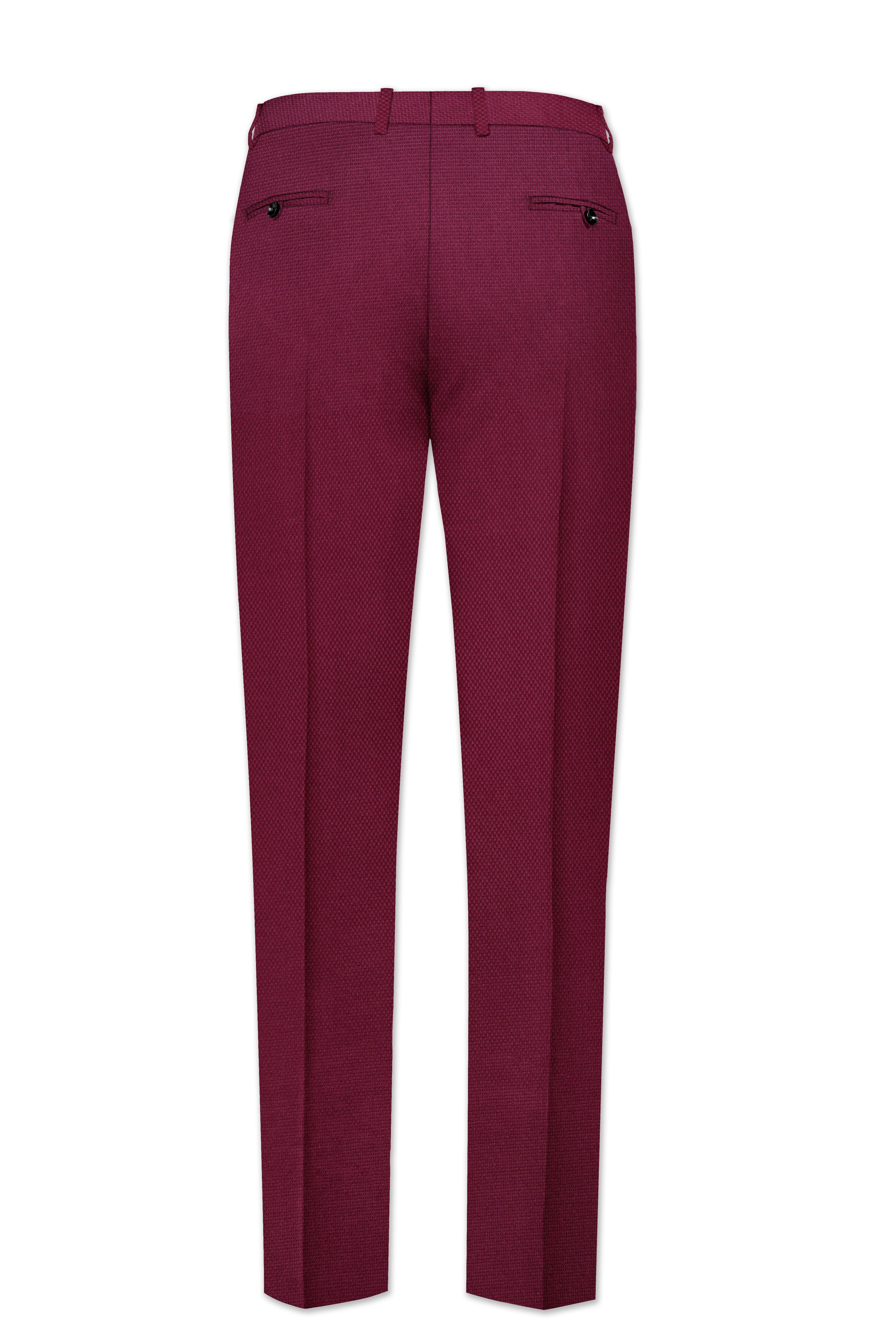 Marcrest-Castro Maroon Textured Wool Rich Stretchable Waistband Pant