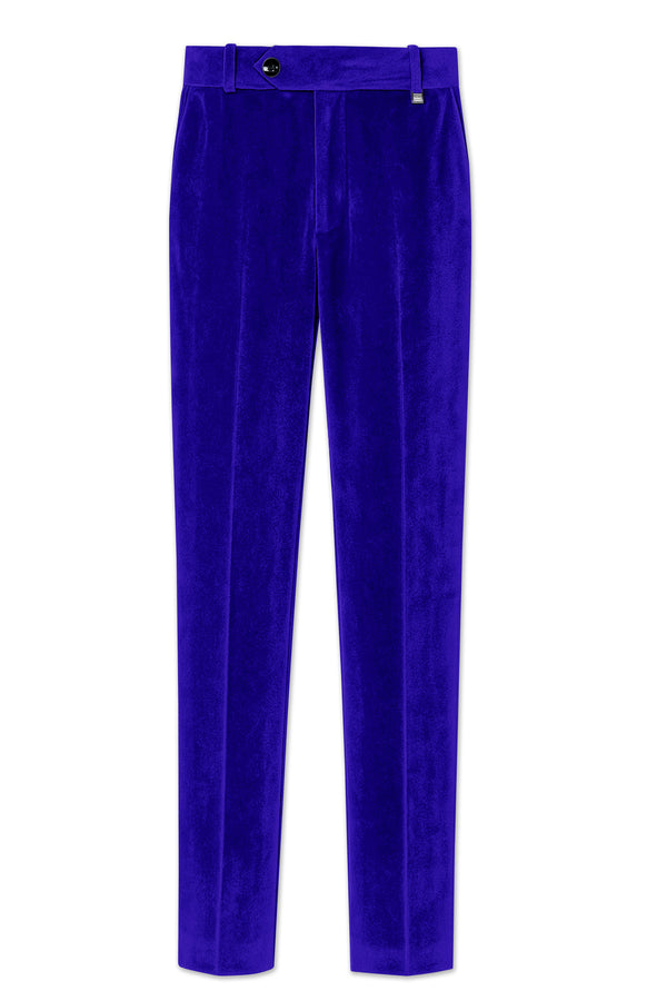 Blucrest-Ultramarine Blue Velvet Stretchable Waistband Pant