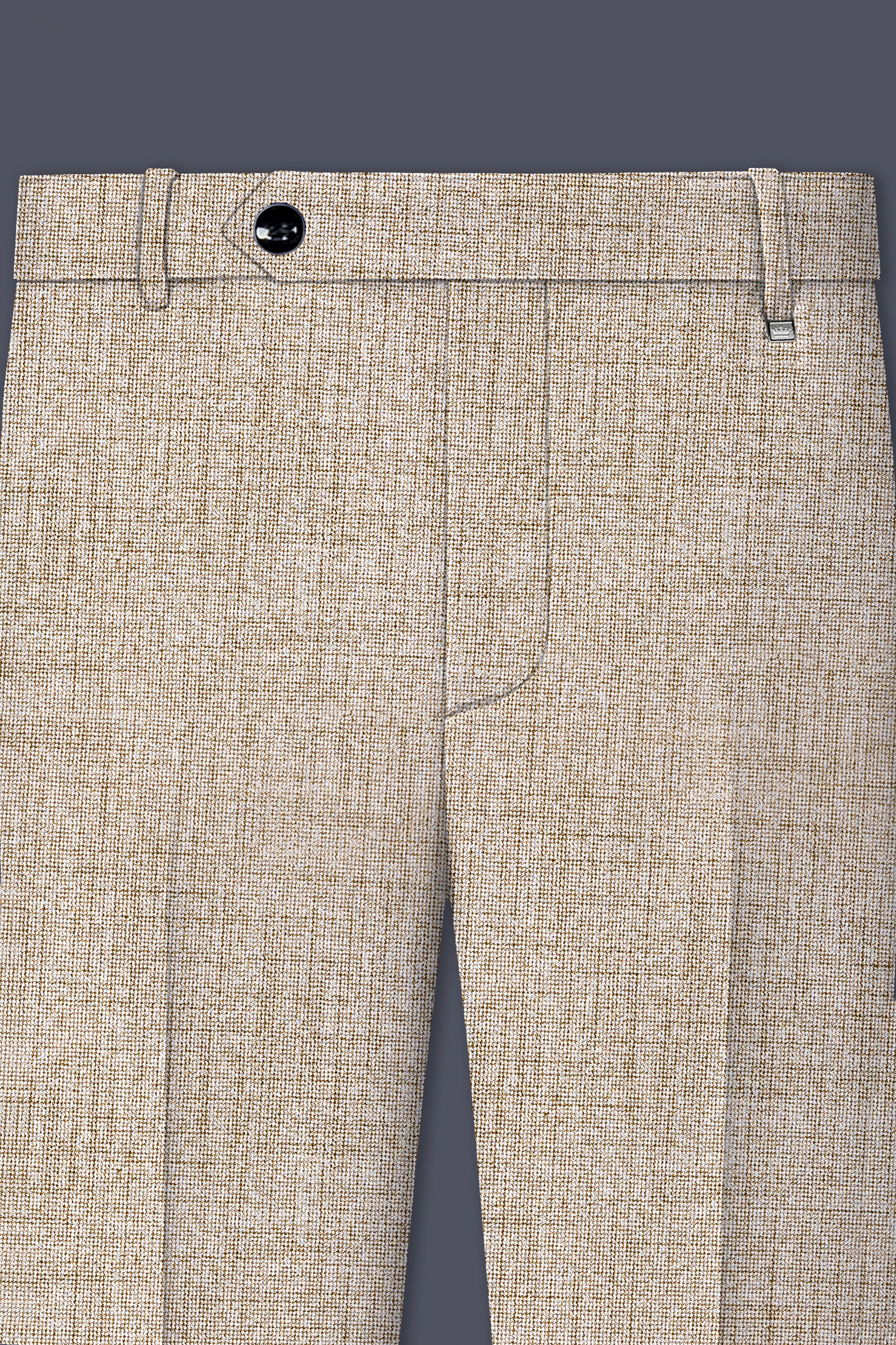 Auricrem-Martini Cream Textured Wool Rich Stretchable Waistband Pant