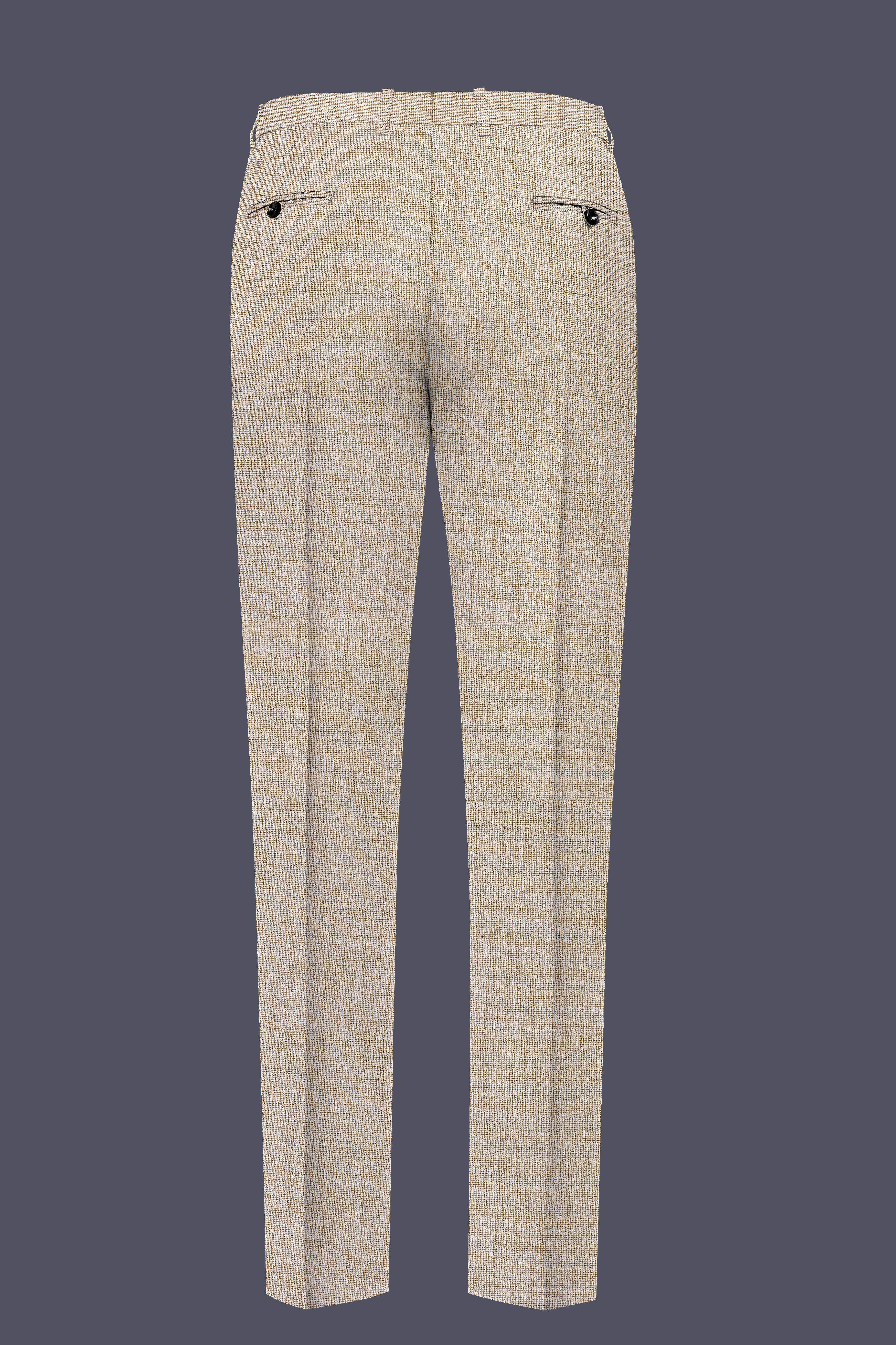 Auricrem-Martini Cream Textured Wool Rich Stretchable Waistband Pant