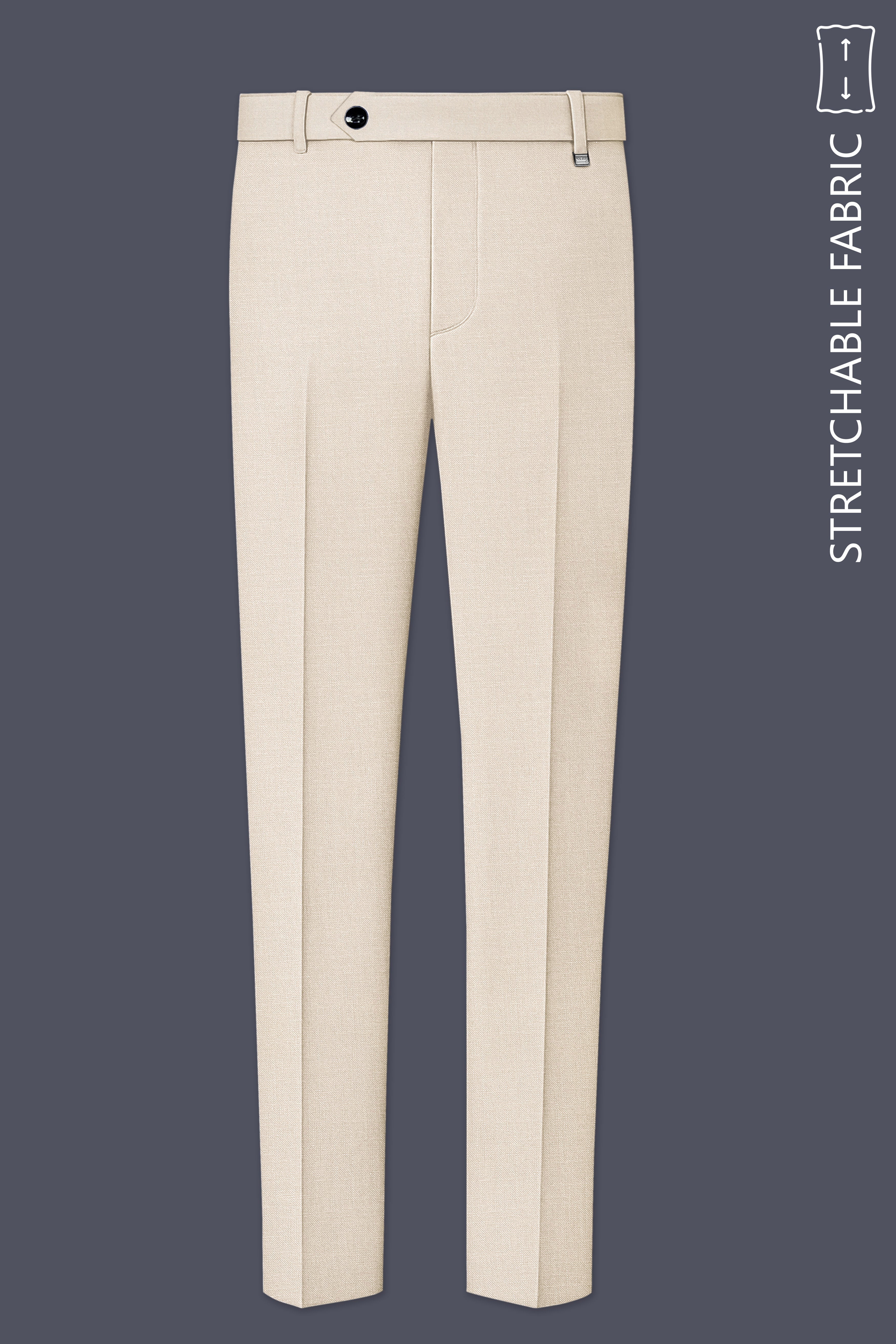 Ivoreo-Merino Cream Luxurious Linen Stretchable Waistband Pant