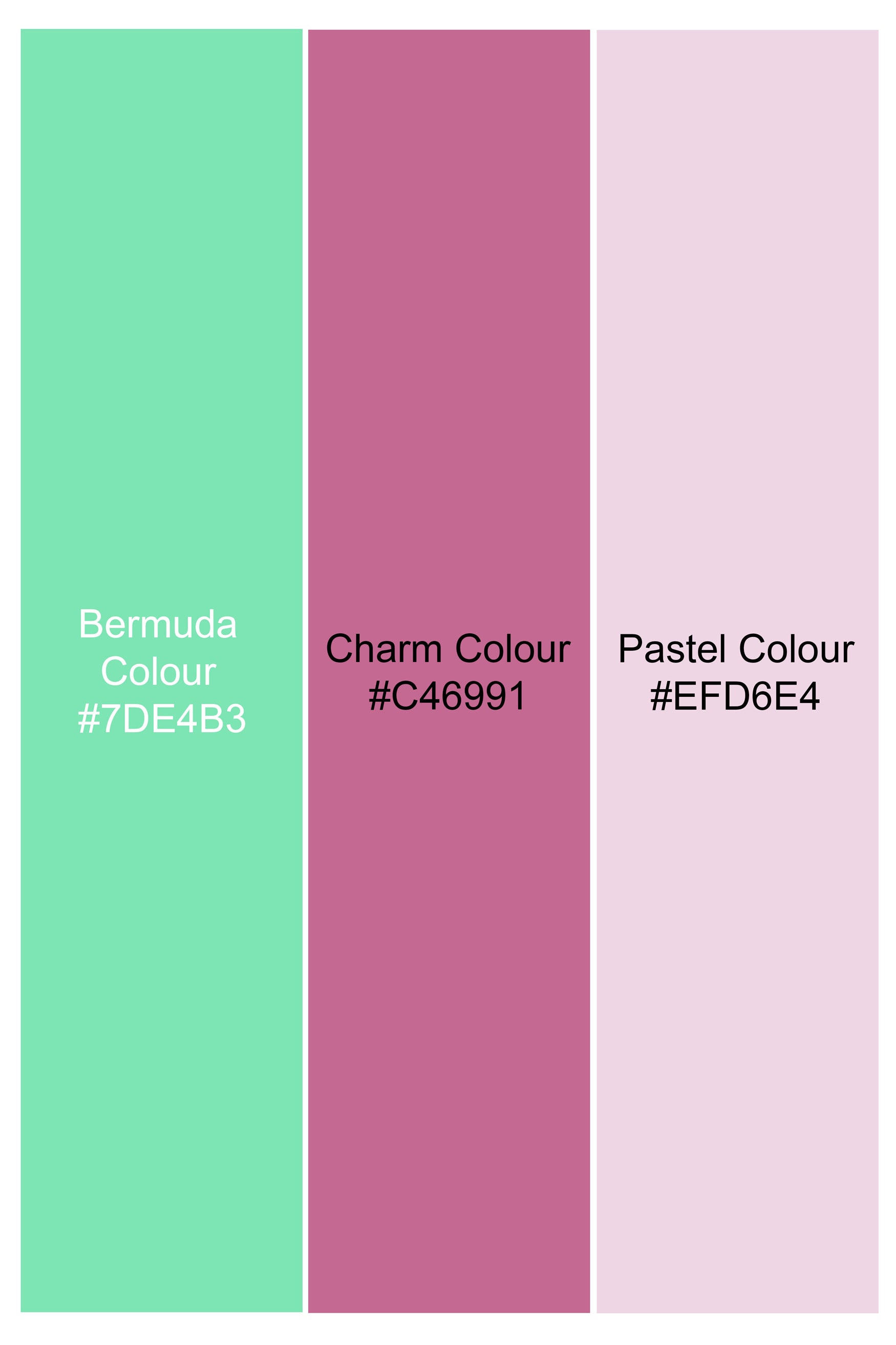 Florambre-Bermuda Green and Charm Pink Ogee Cotton Thread Embroidered Designer Stretchable Waistband Pant