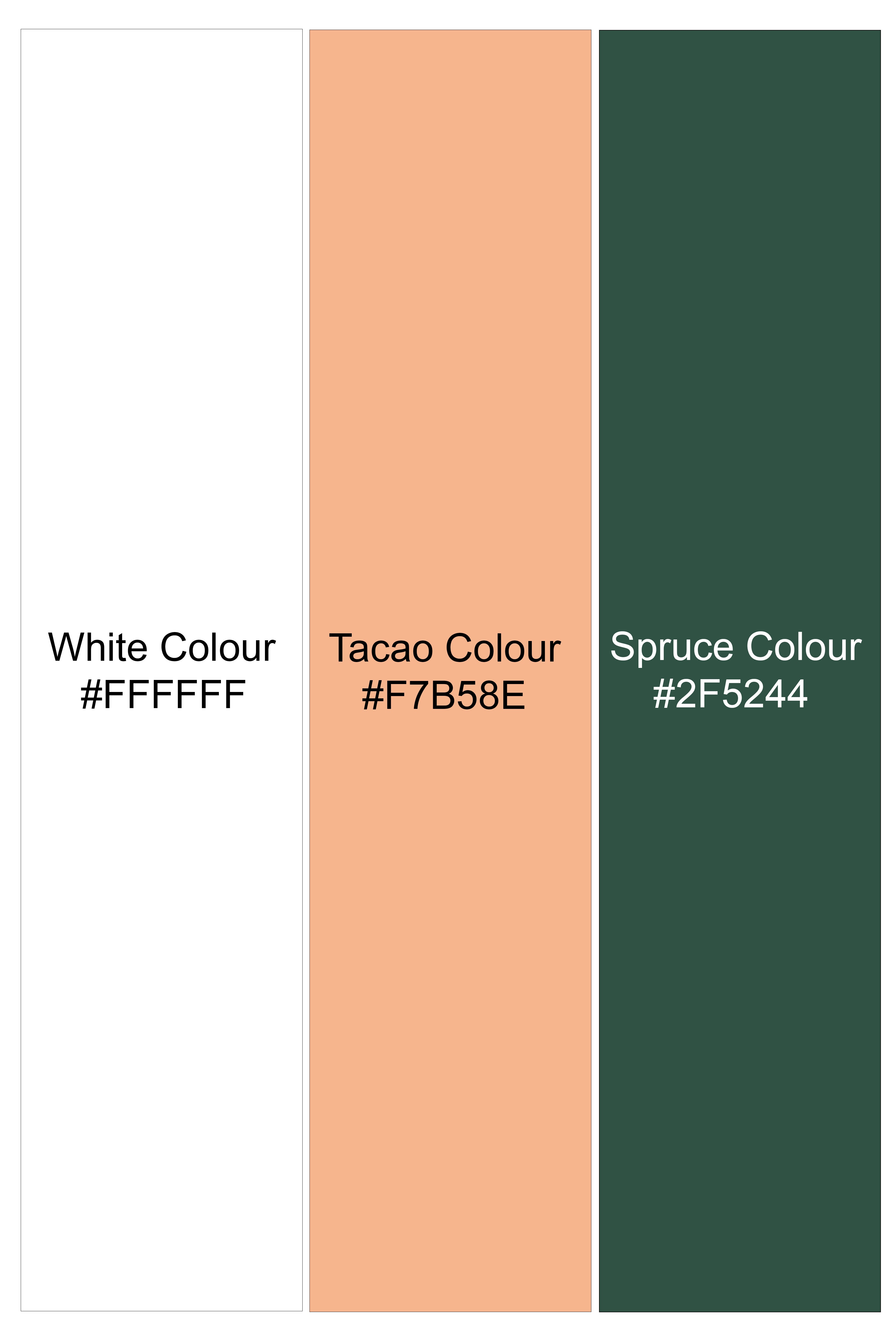 Alvesso-Bright White And Spruce Green Embroidered Designer Stretchable Waistband Pant