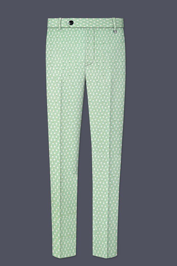 Veressa-Tasman Green Embroidered Viscose Designer Stretchable Waistband Pant