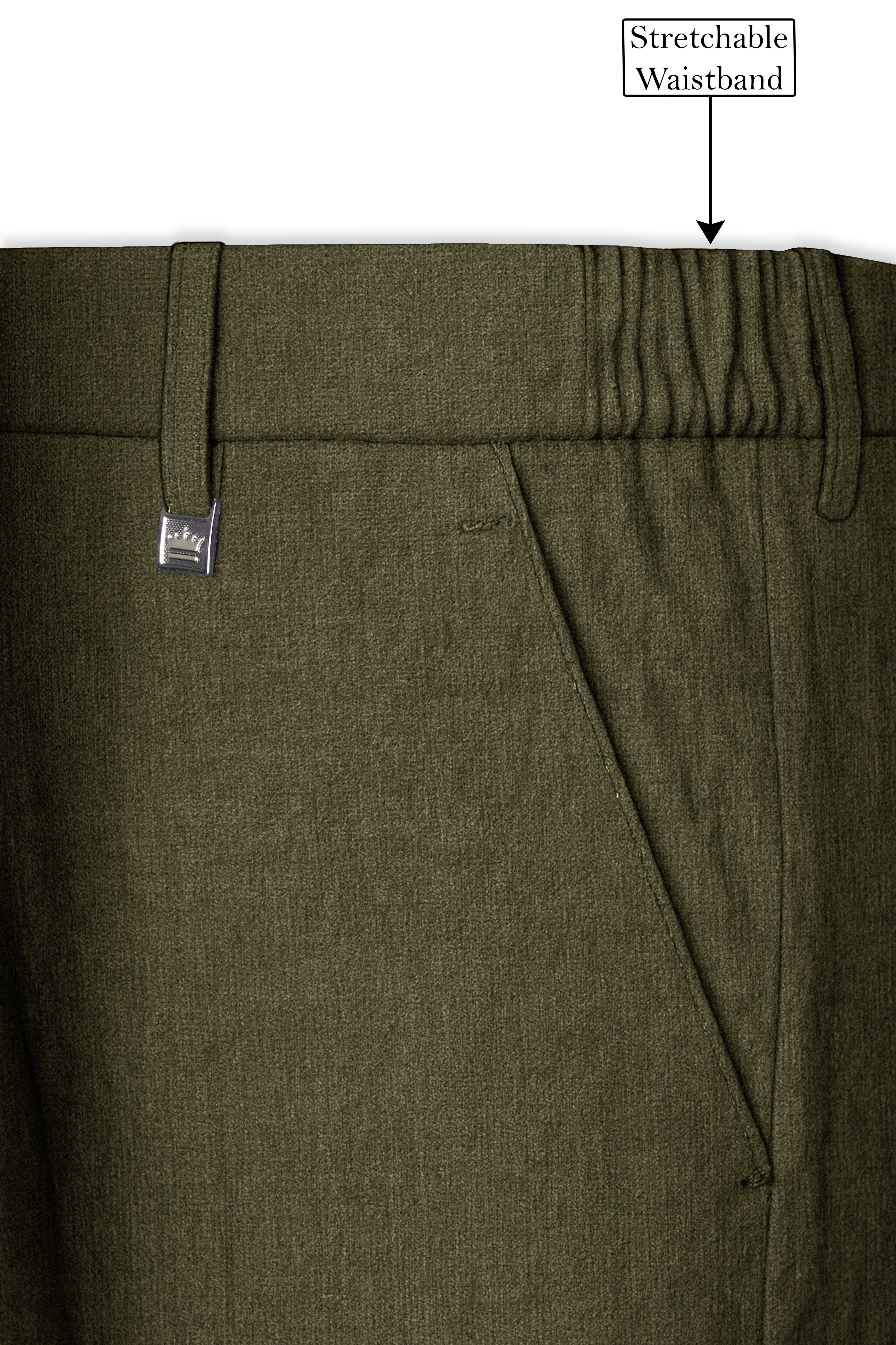 Virenza-Birch Green Luxurious Linen Stretchable Waistband Pant