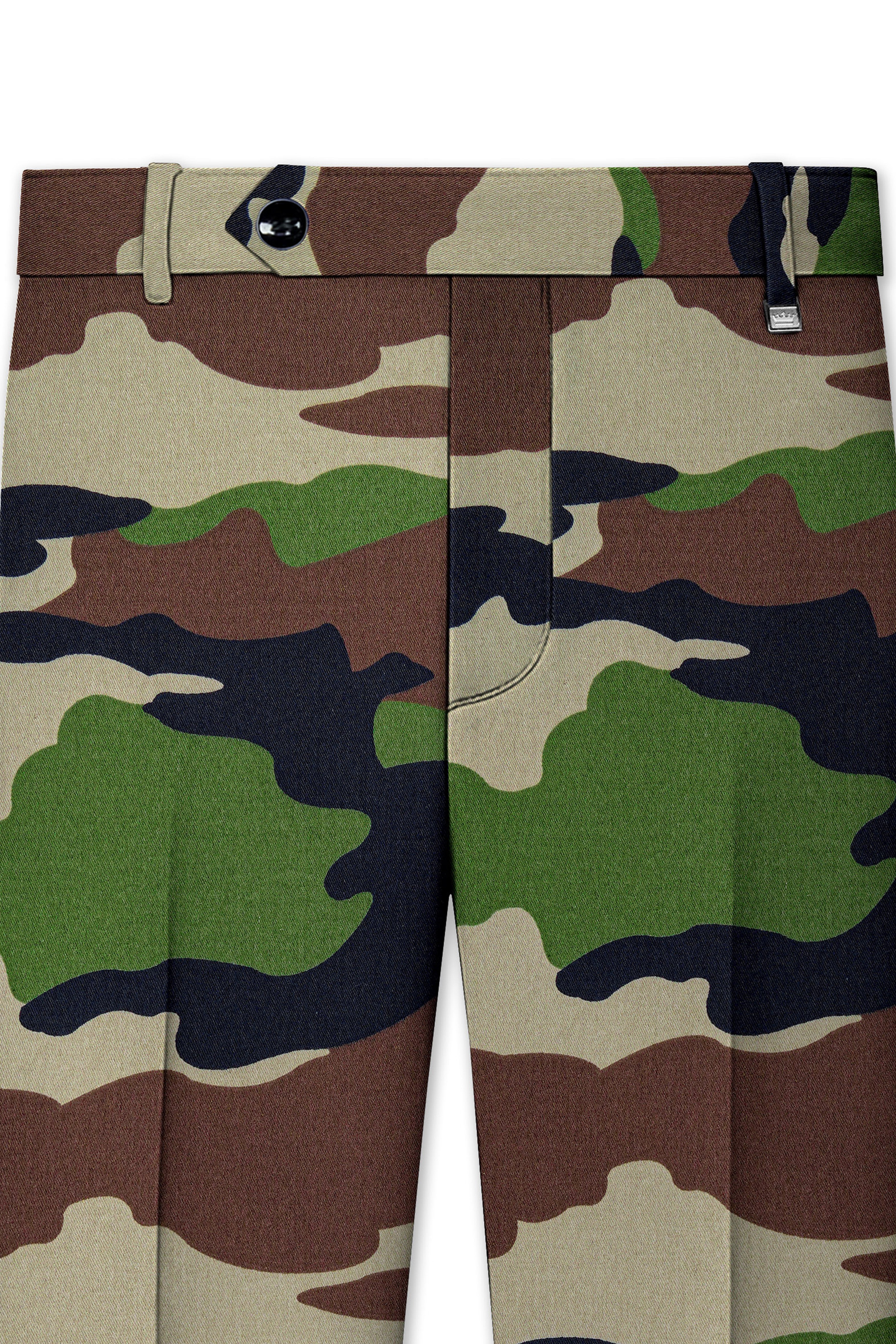 Aurever-Beaver Brown and Finch Green Camouflage Printed Premium Cotton Stretchable Waistband Pant