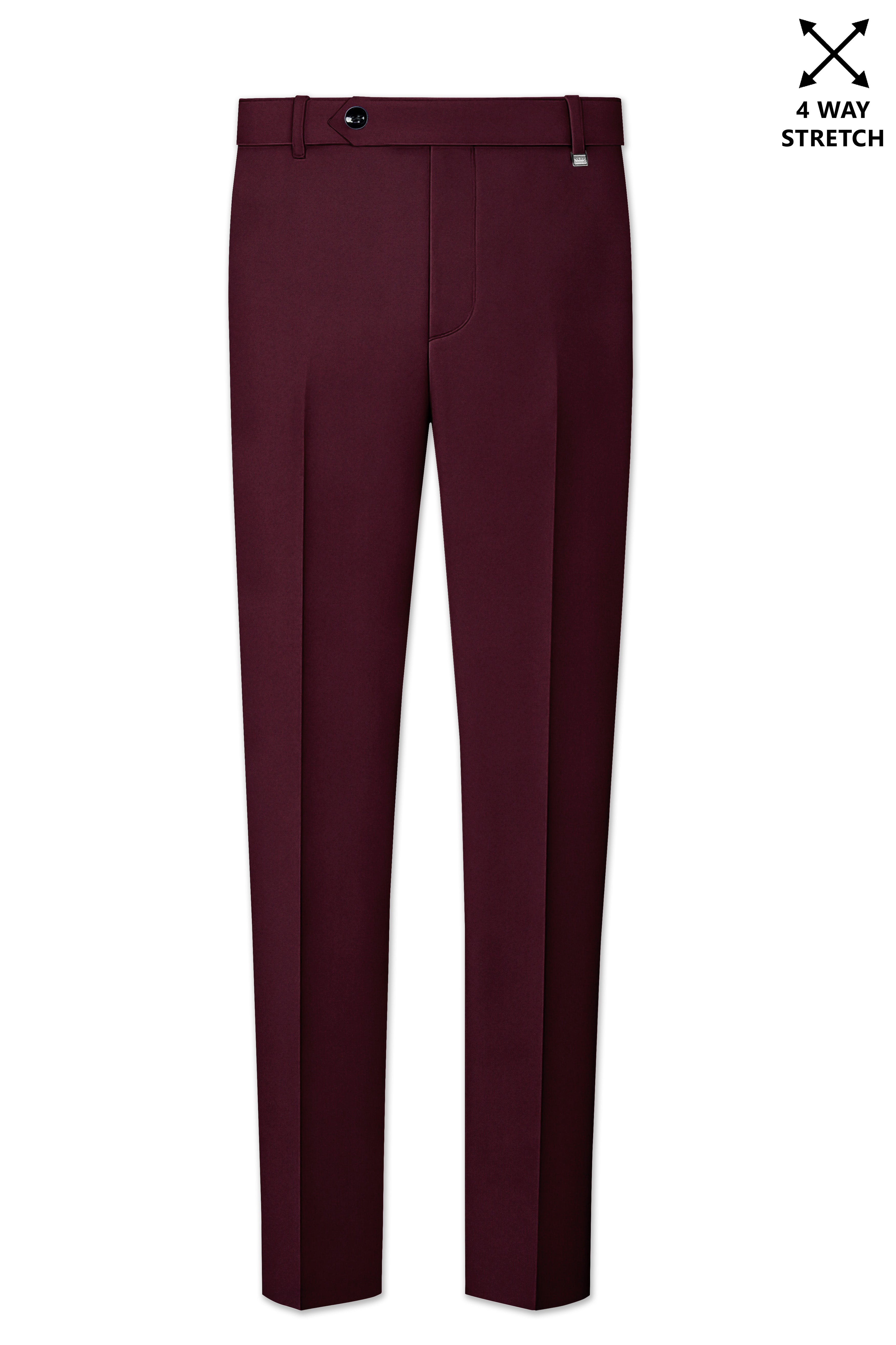 Flexmaro-Korean Crater Maroon 4-Way Stretch Wool Rich Stretchable Waistband Pant