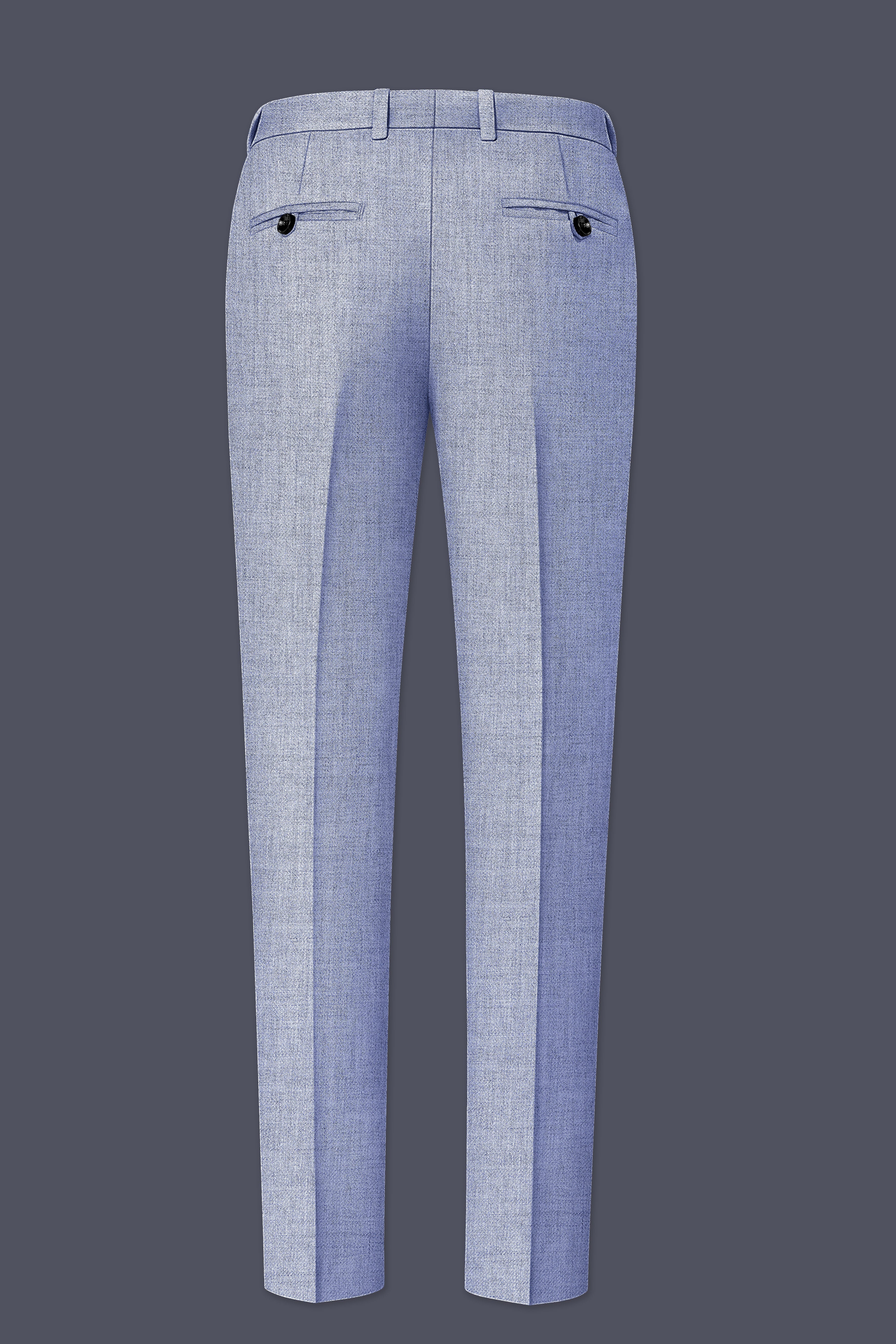 Nordic-Logan Blue Textured Tweed Stretchable Waistband Pant