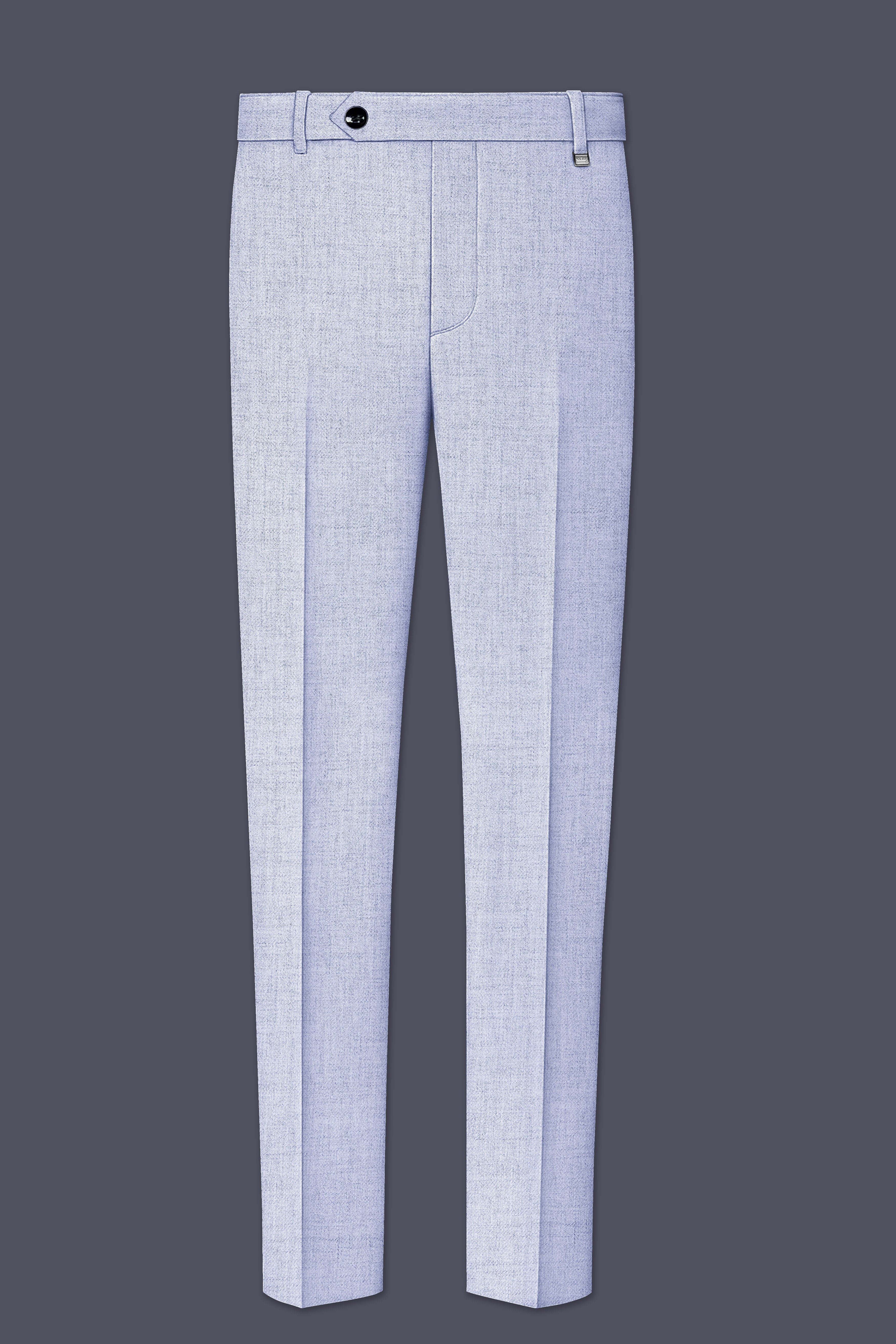 Celestia-Frosted Lilac Blue Textured Tweed Stretchable Waistband Pant