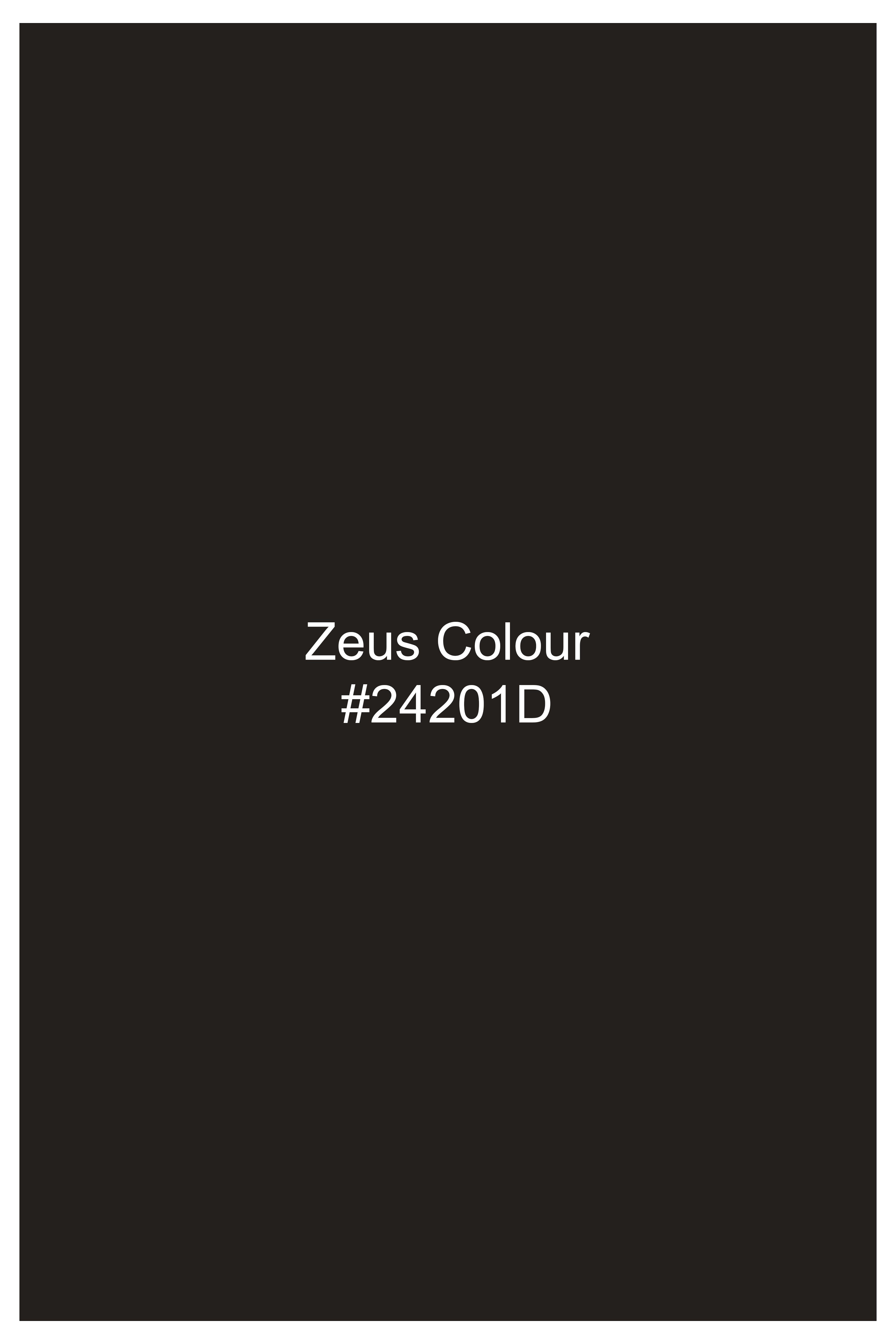 Aurezeus-Zeus Brown Textured Tweed Stretchable Waistband Pant