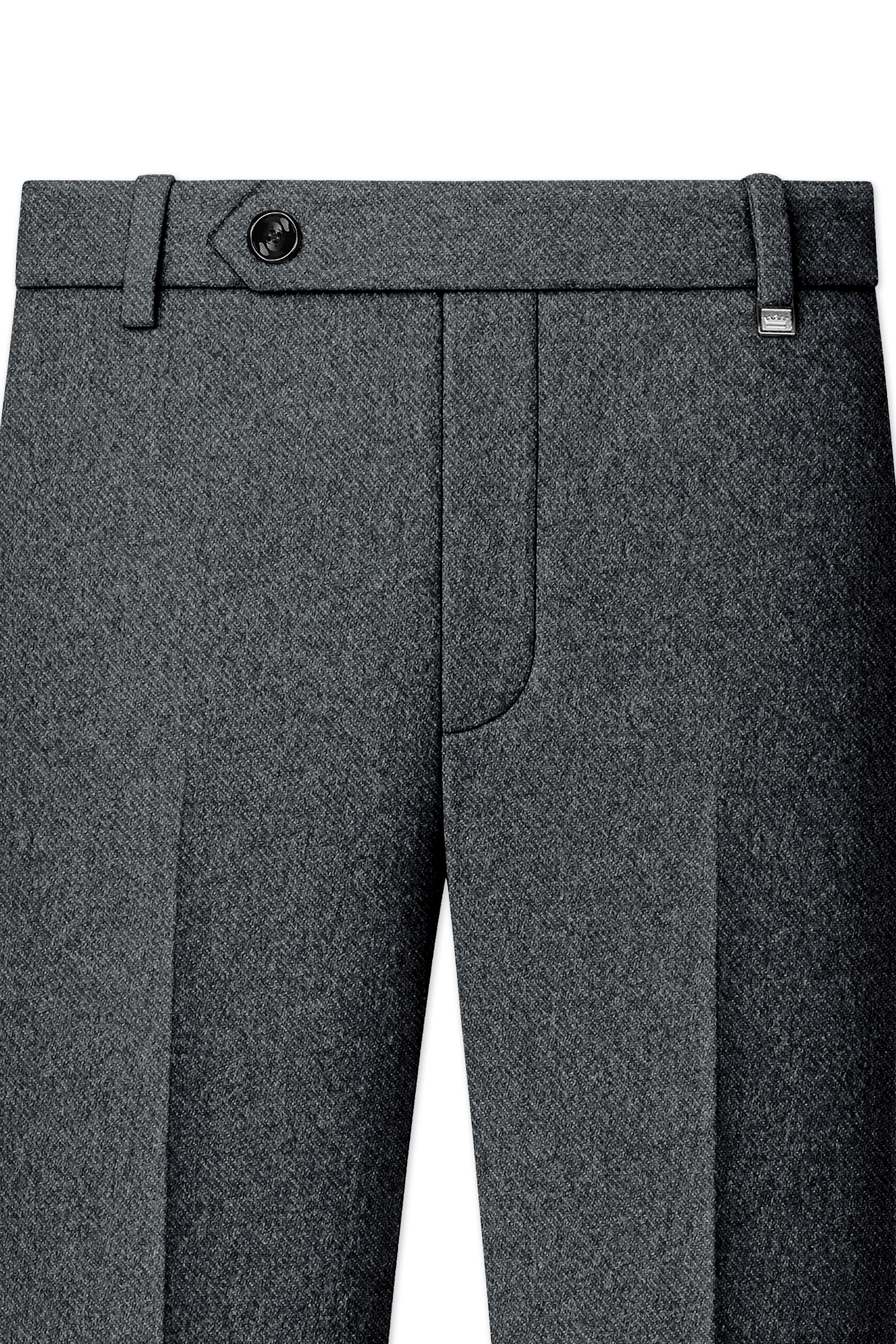 Gravano-Ship Gray Textured Tweed Stretchable Waistband Pant