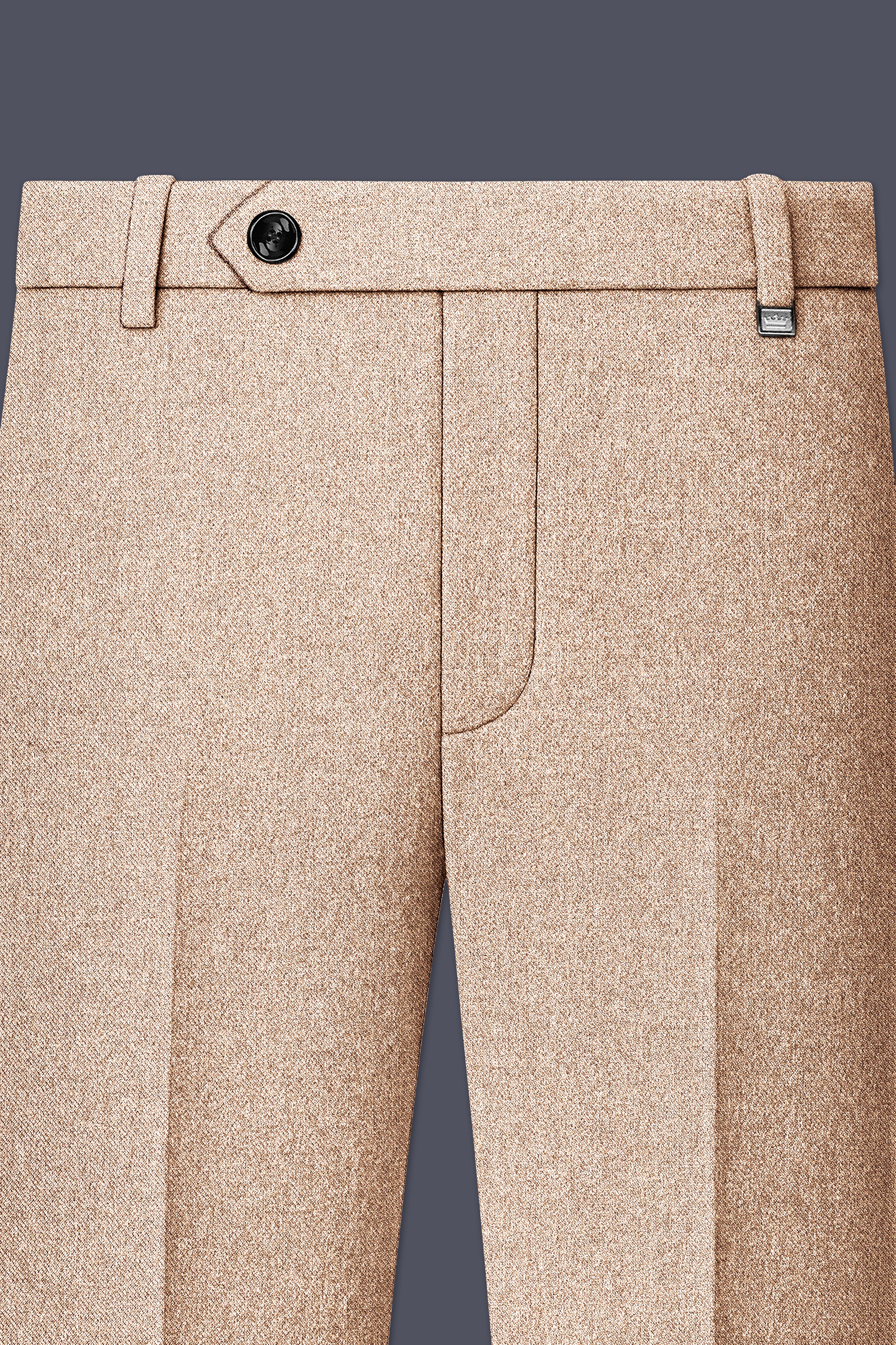 Ivoro-Bizarre Cream Textured Tweed Stretchable Waistband Pant
