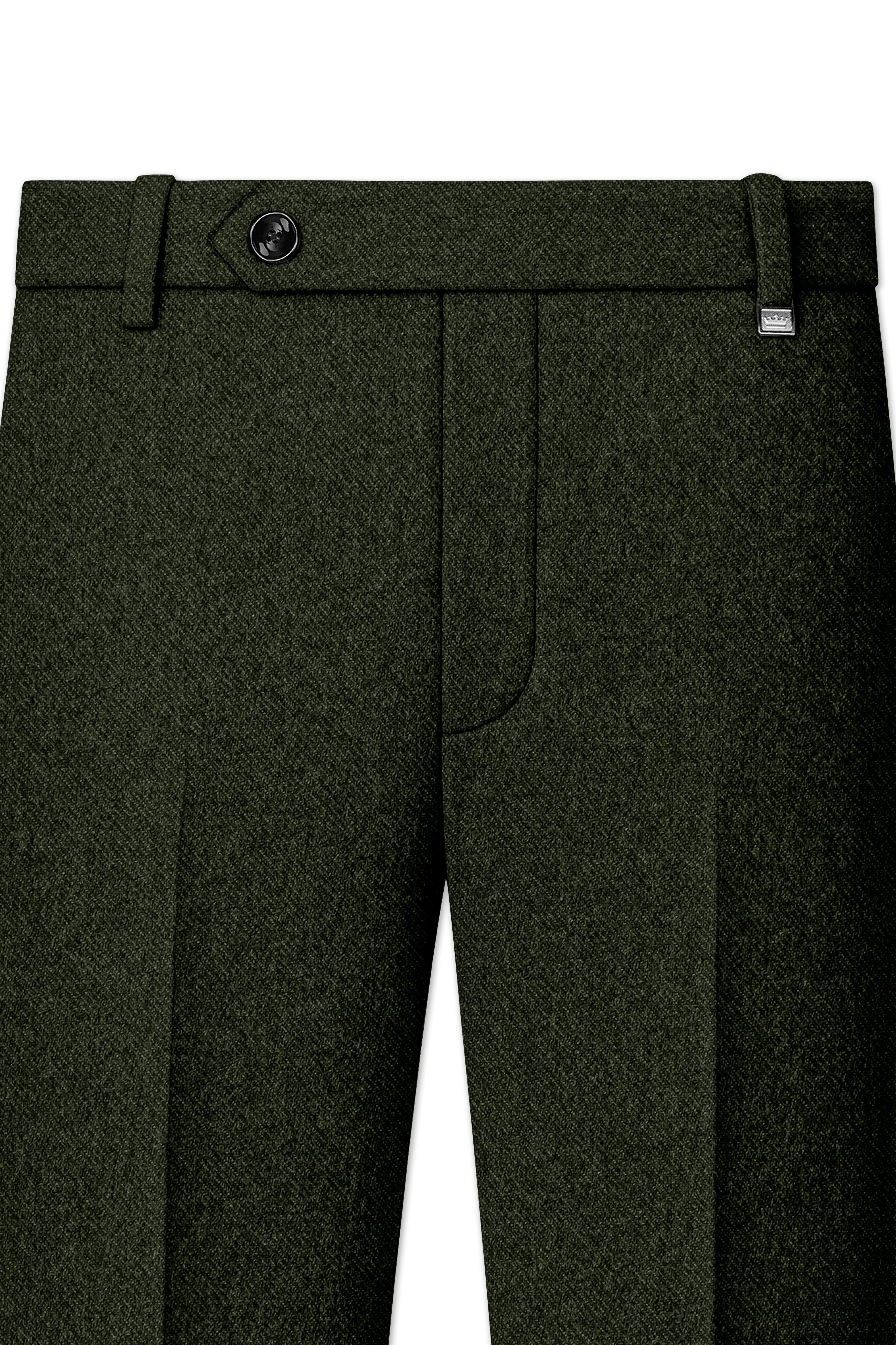 Virenza-Rangoon Green Textured Tweed Stretchable Waistband Pant