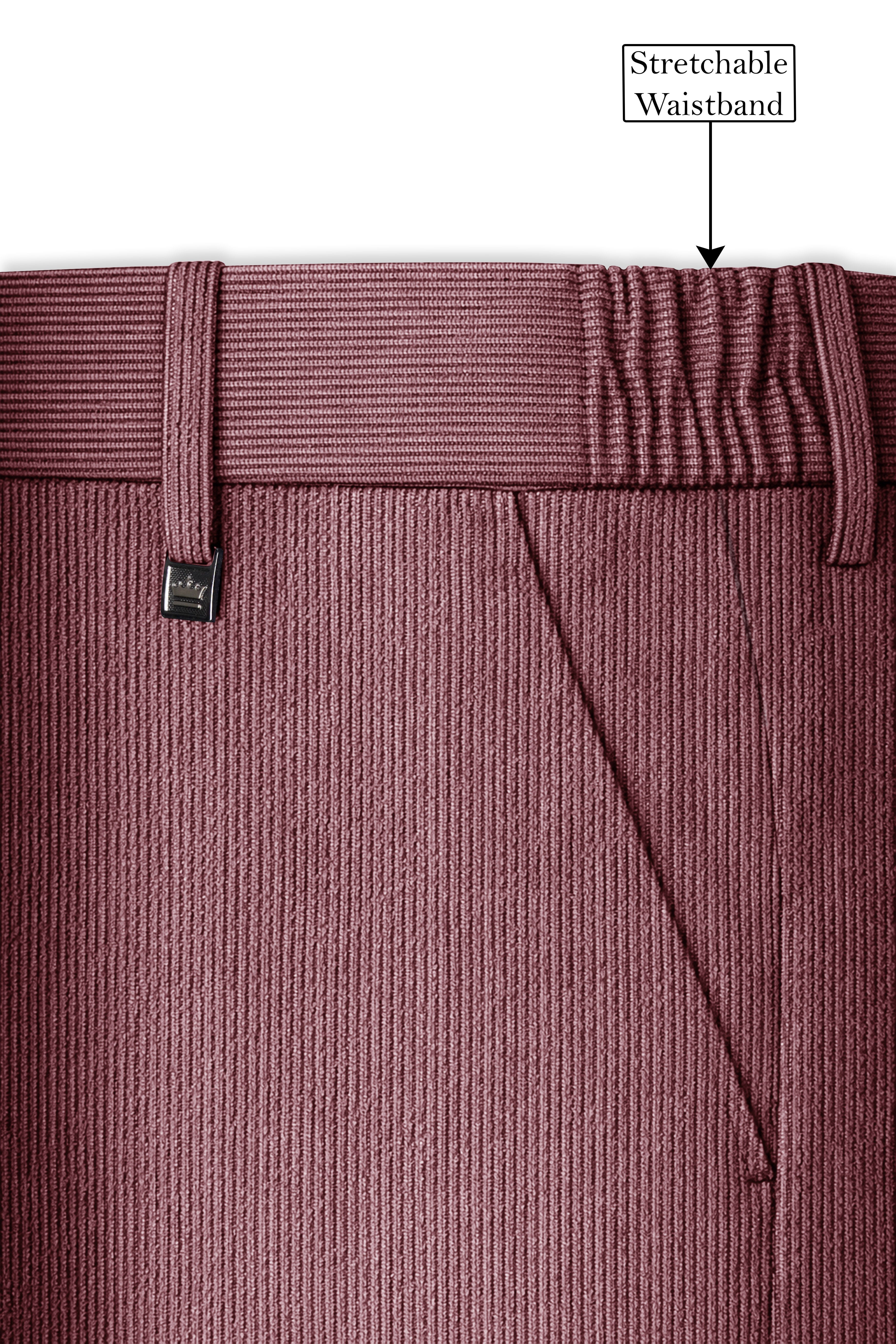 Tauzen-Rose Taupe Pink Corduroy Premium Stretchable Waistband Pant