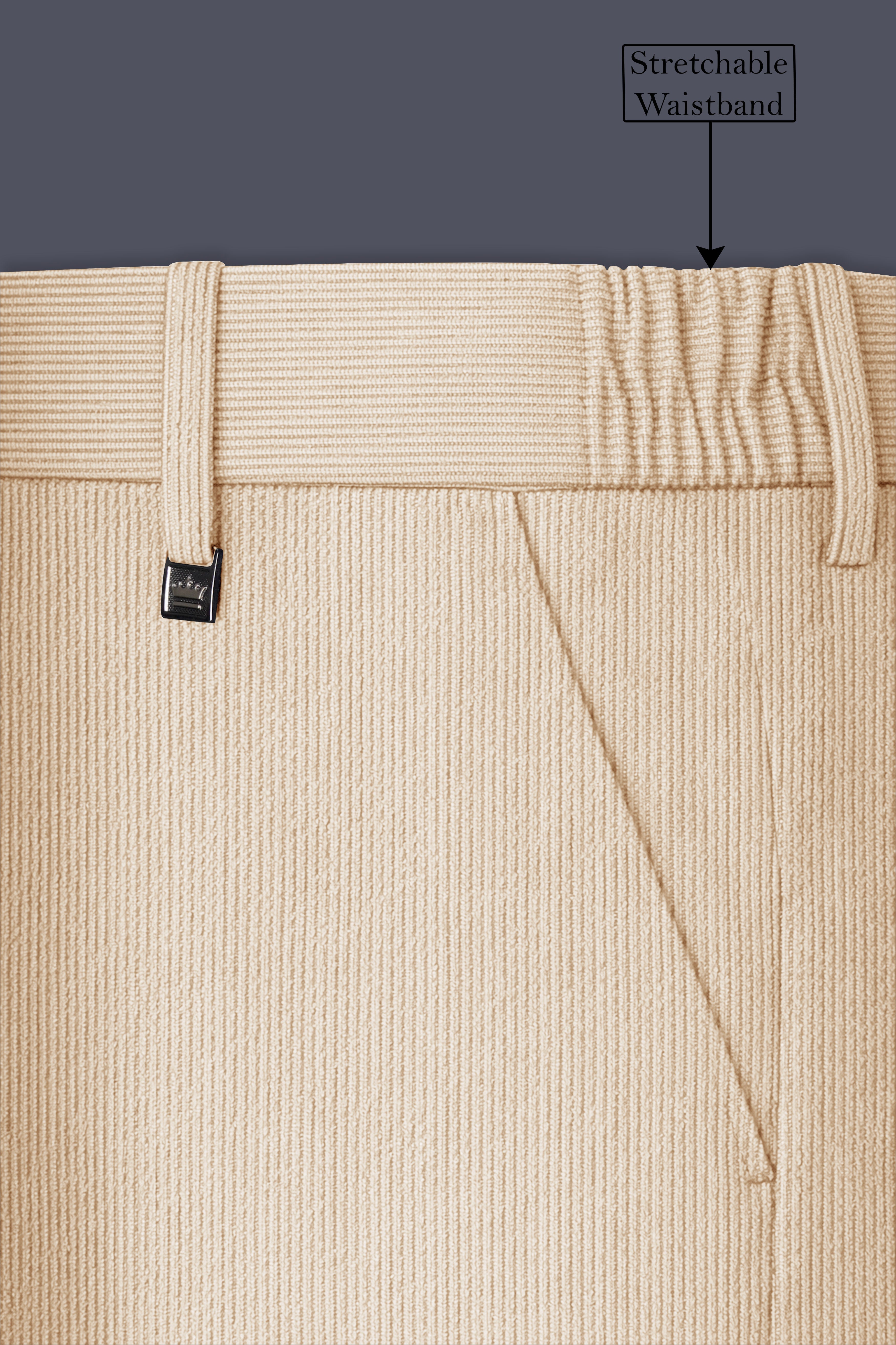 Hispanoro-Spanish Cream Corduroy Premium Stretchable Waistband Pant