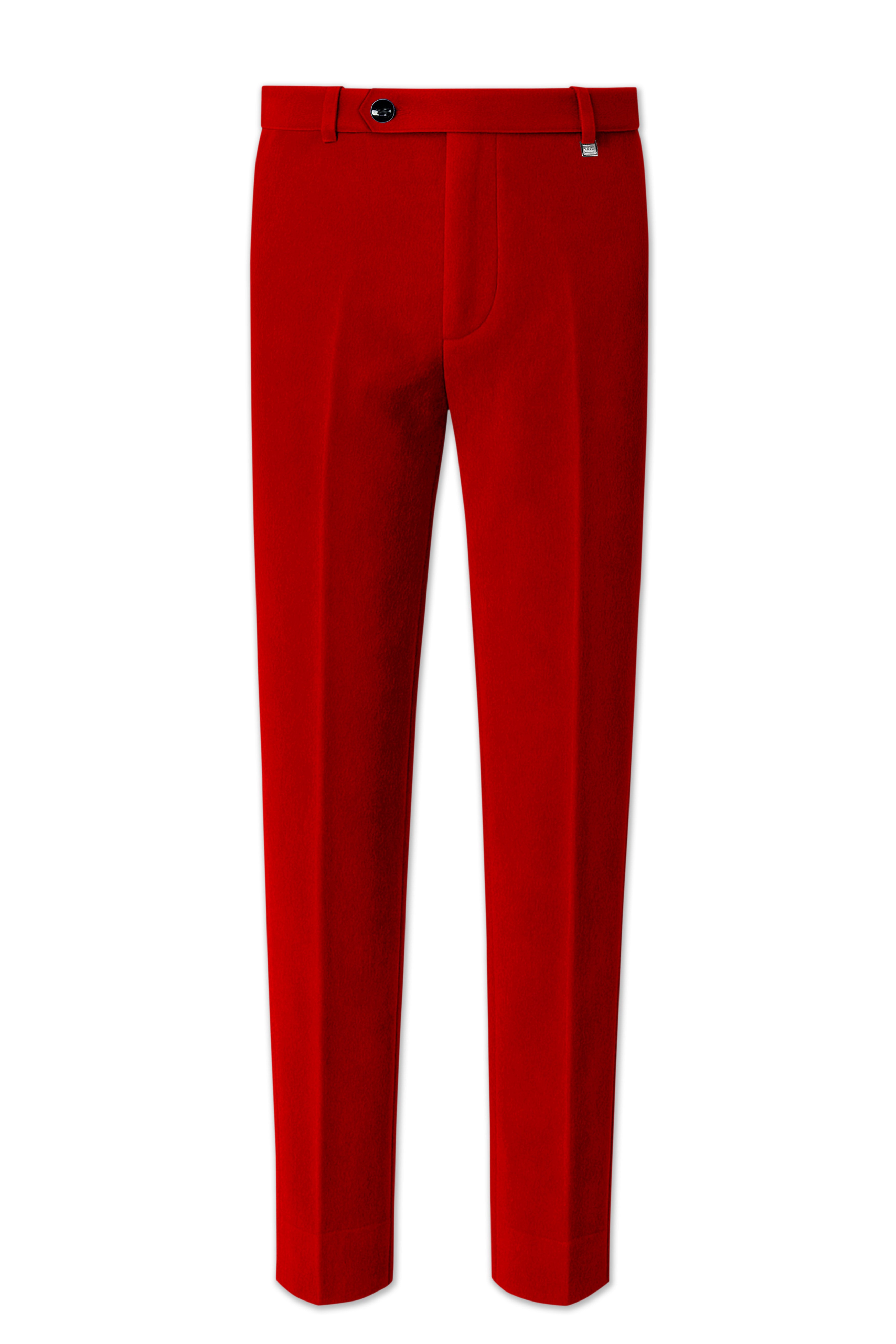 Imperio-Crimson Red Velvet Stretchable Waistband Pant