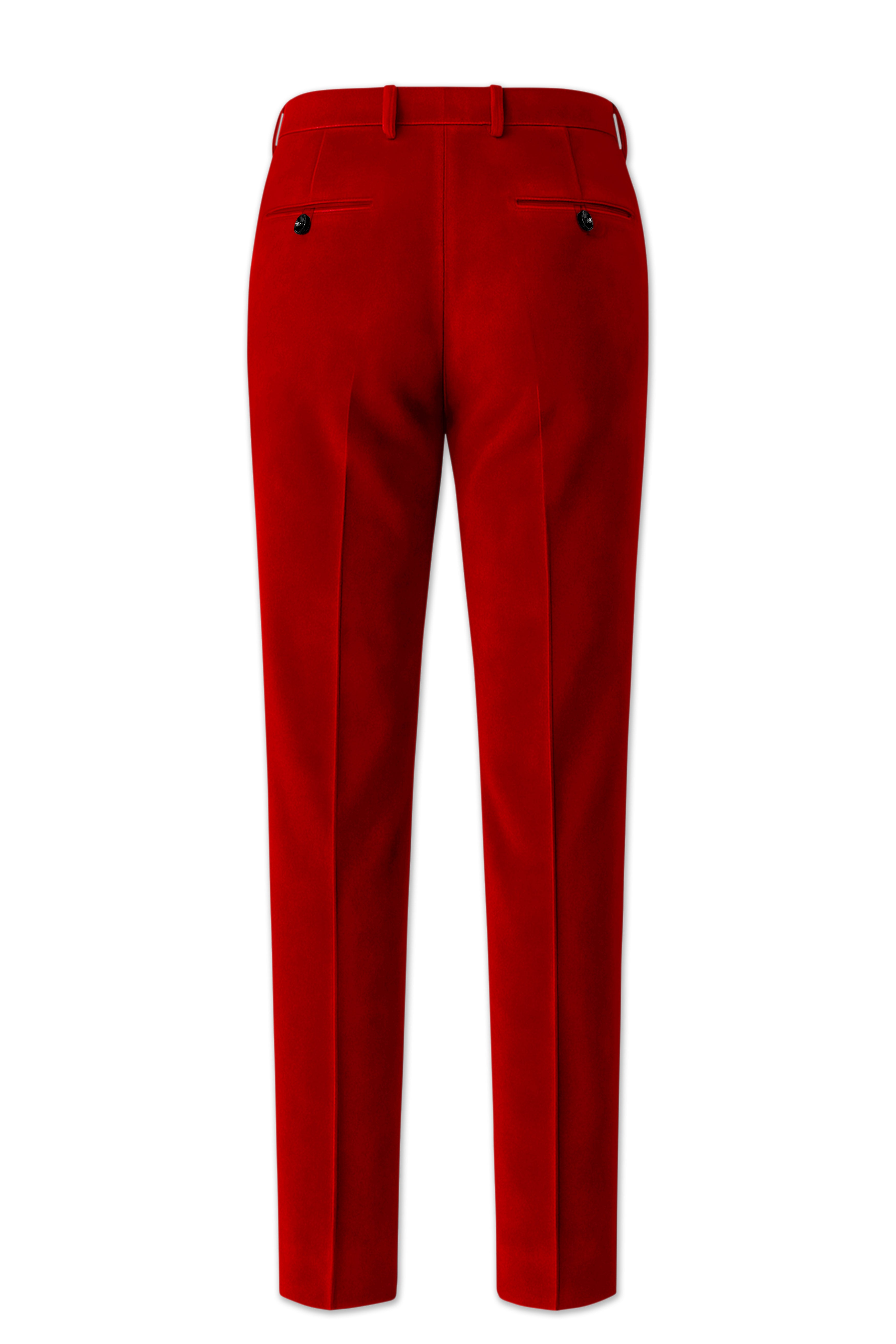 Imperio-Crimson Red Velvet Stretchable Waistband Pant