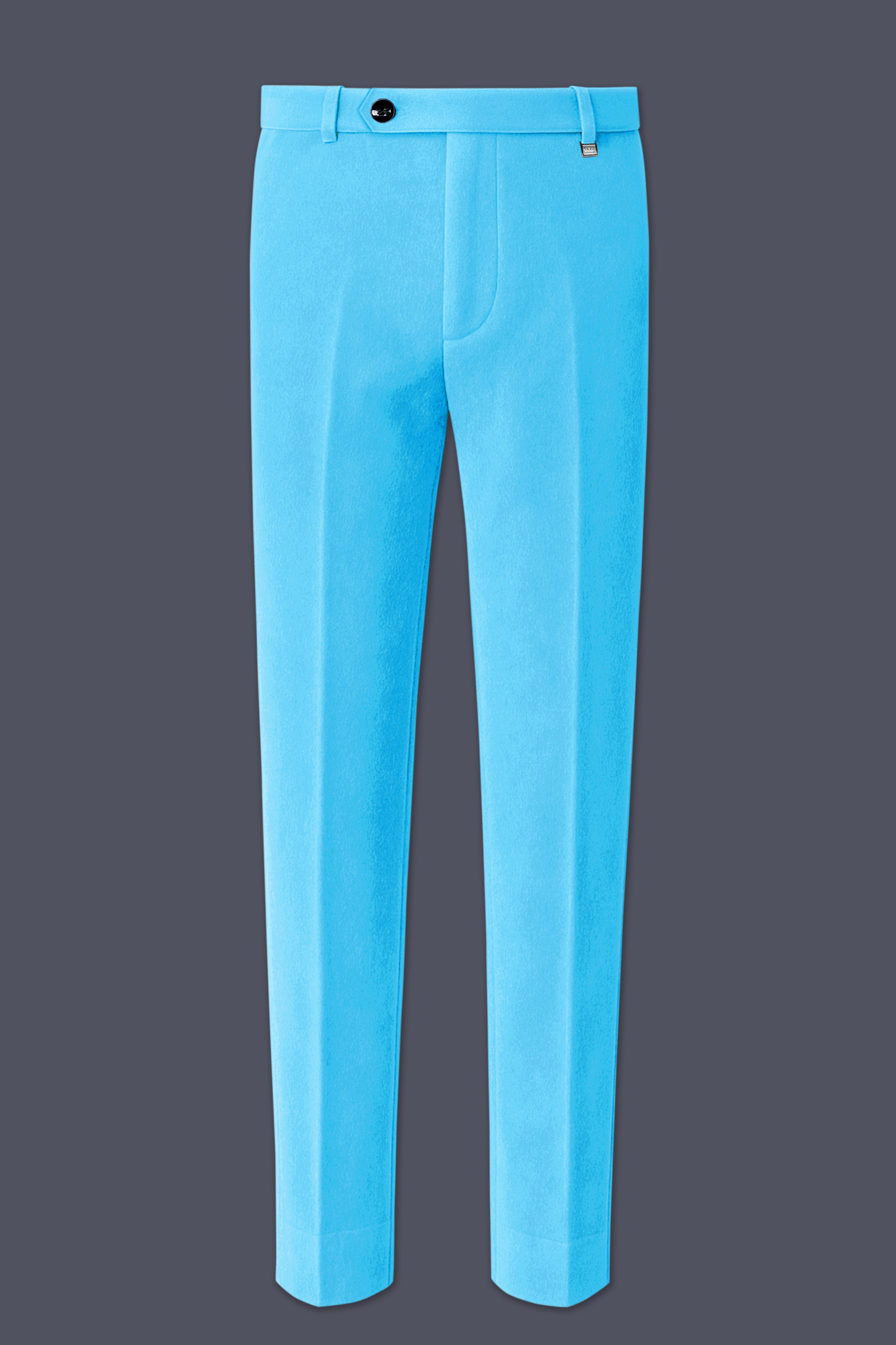 Azurion-Picton Blue Velvet Stretchable Waistband Pant