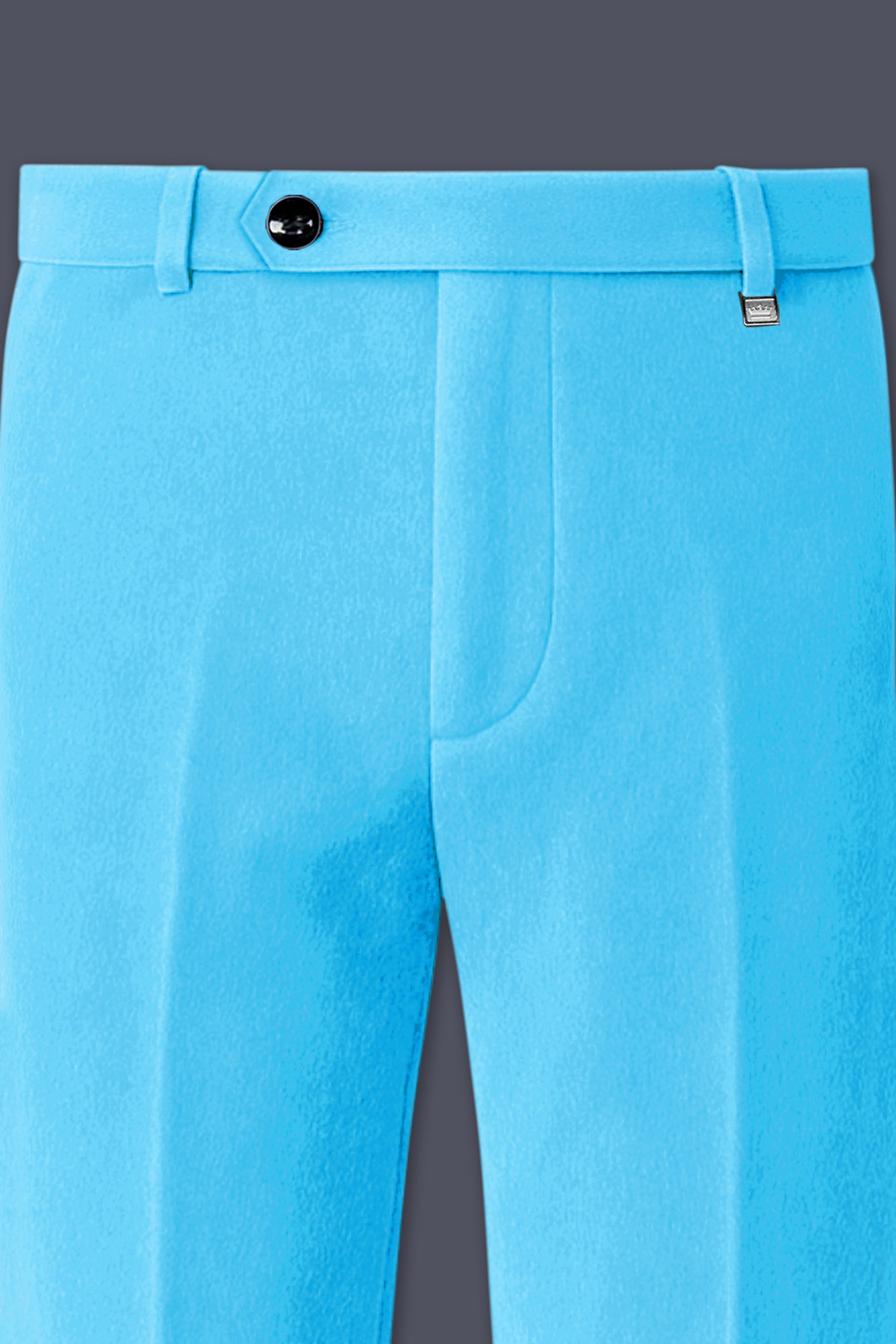 Azurion-Picton Blue Velvet Stretchable Waistband Pant