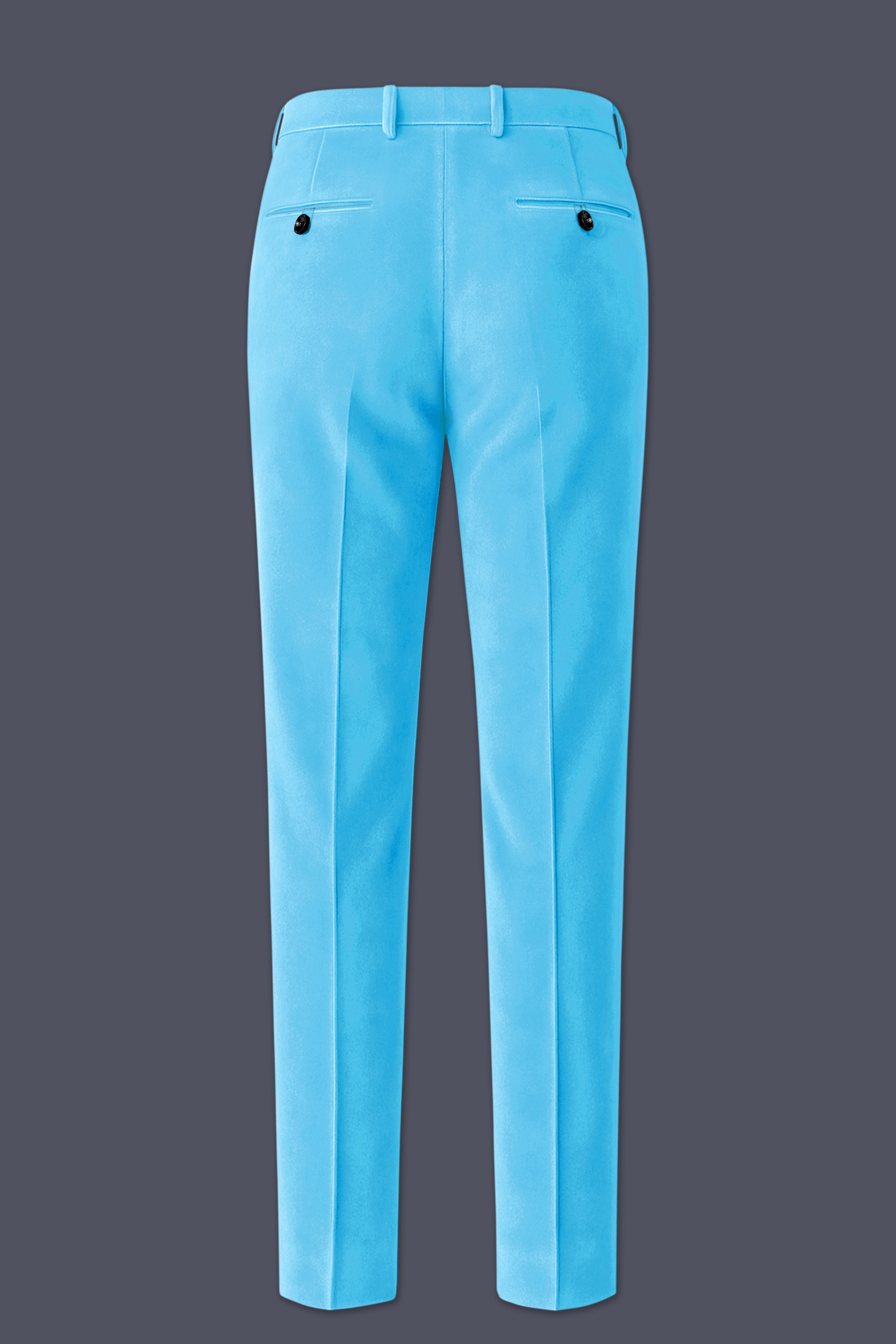 Azurion-Picton Blue Velvet Stretchable Waistband Pant