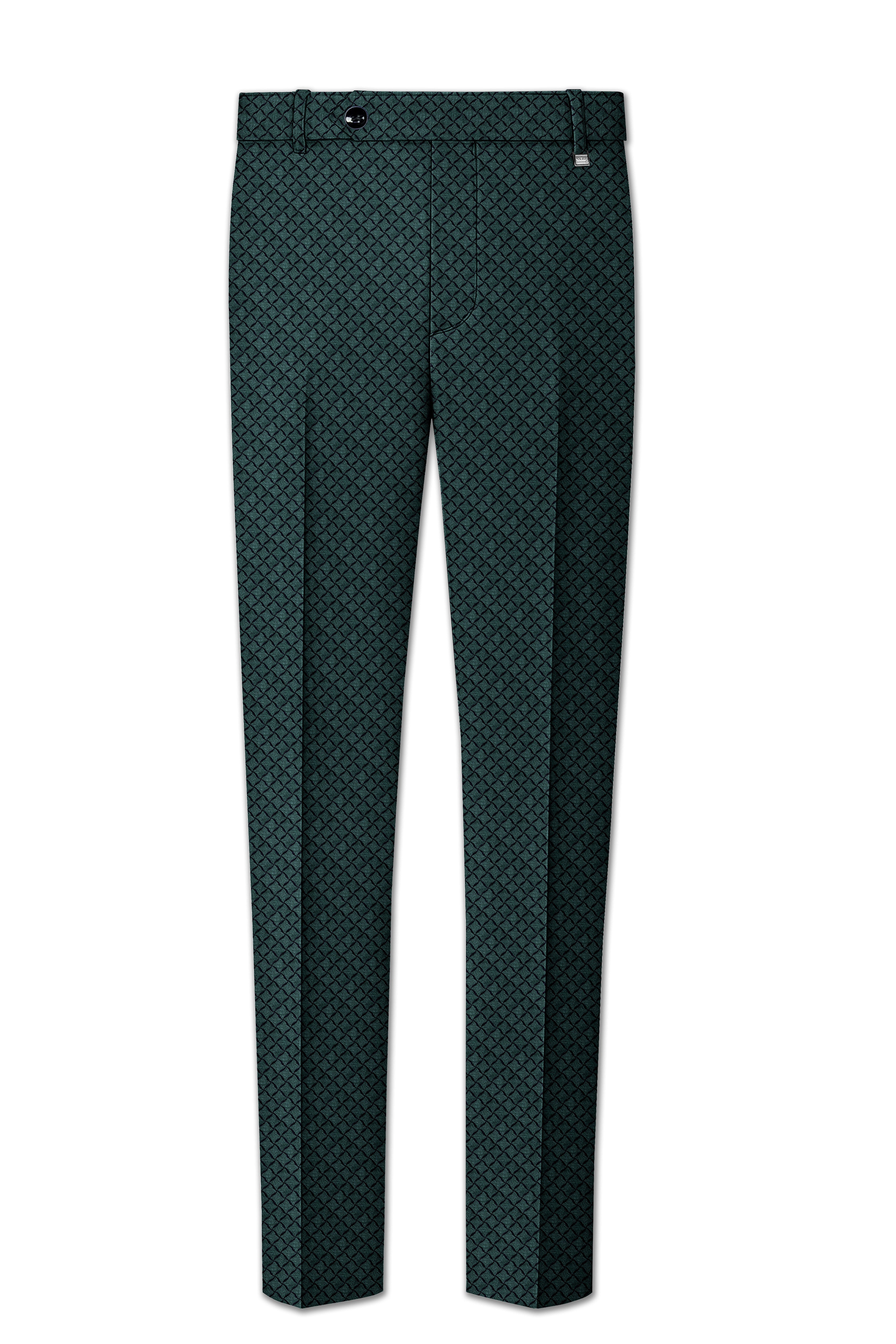 Gunmetal Green Jacquard Textured Designer Stretchable Waistband Pant
