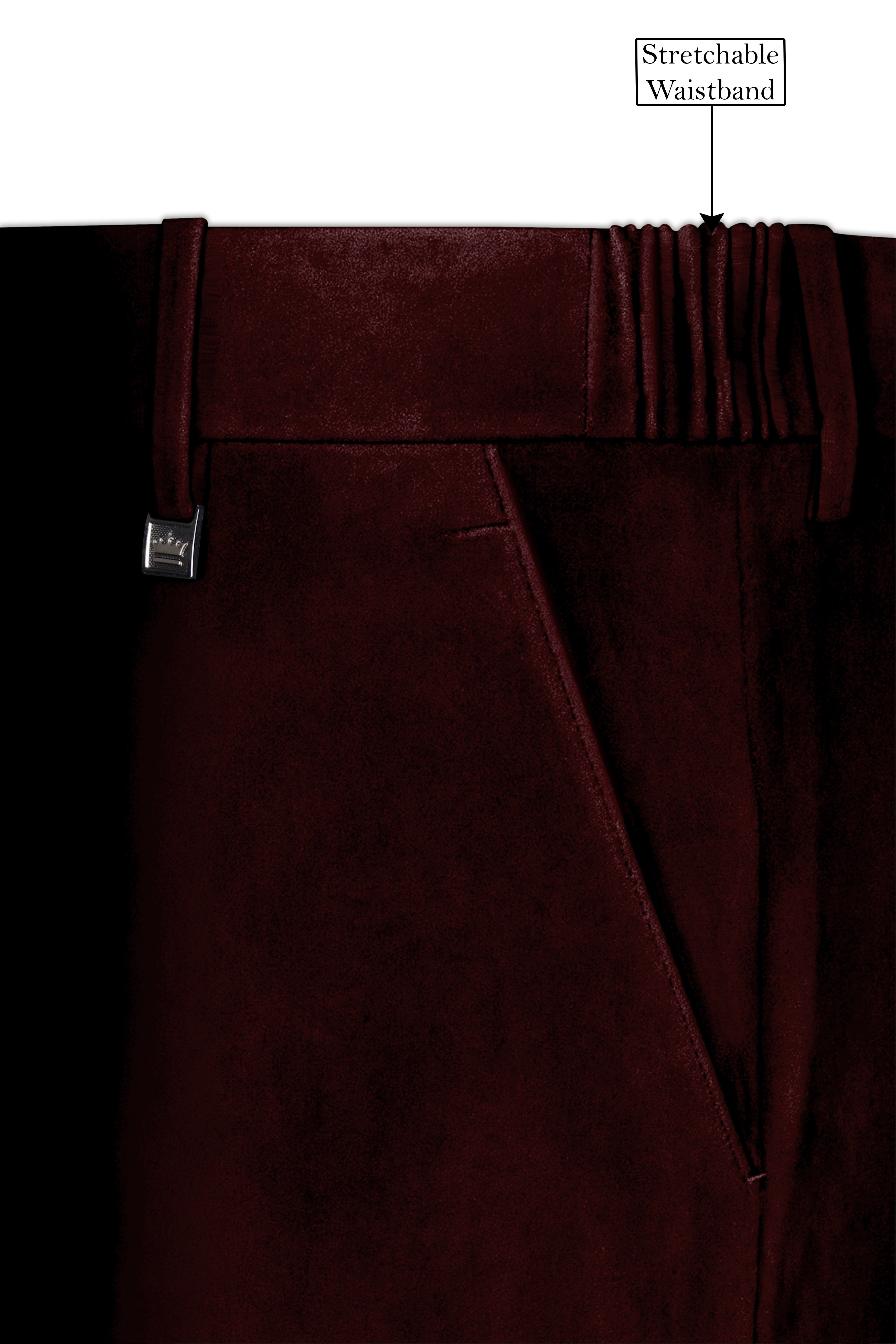 Heritage-Creole Maroon Velvet Stretchable Waistband Pant