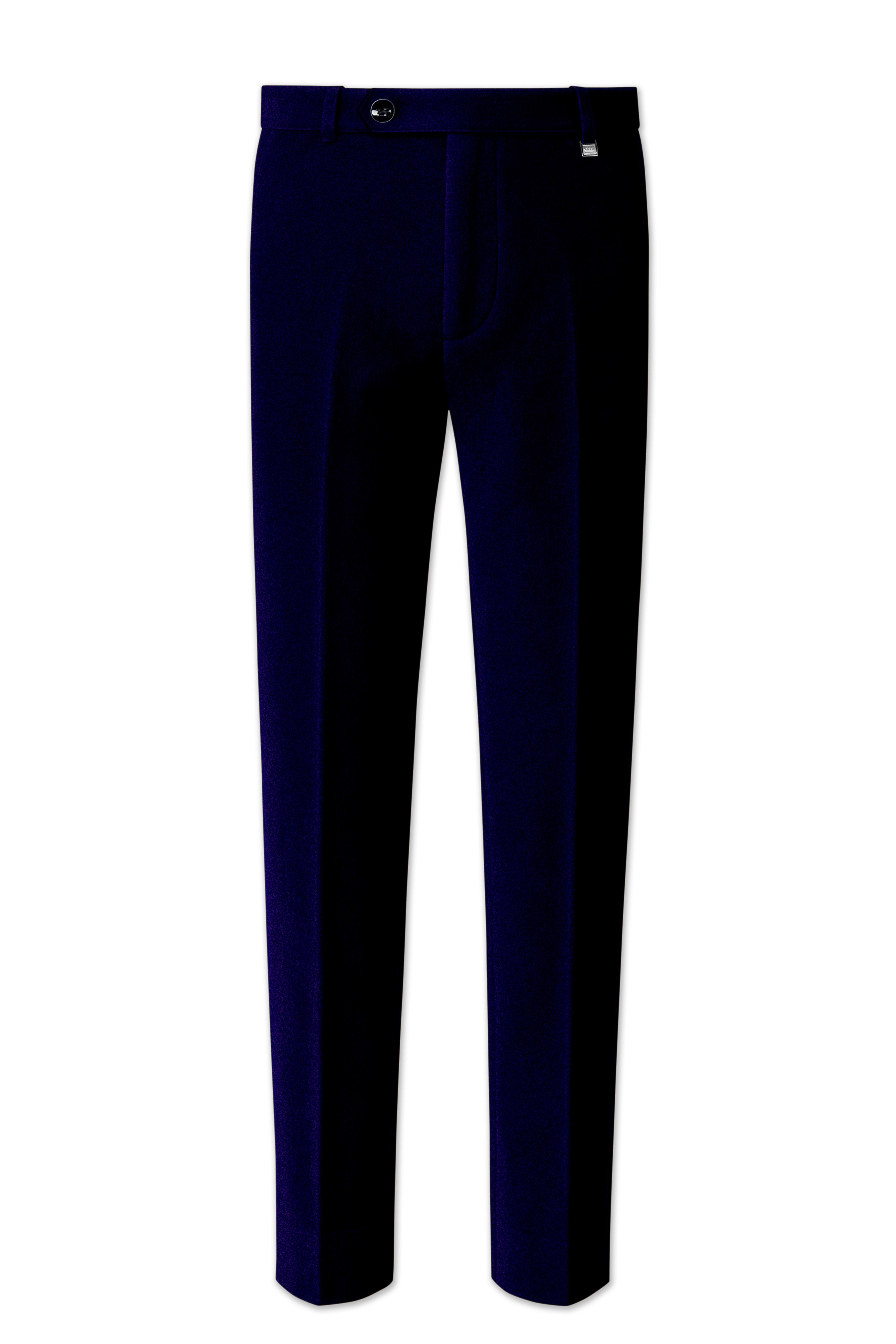 Aether-Stratos Blue Velvet Stretchable Waistband Pant