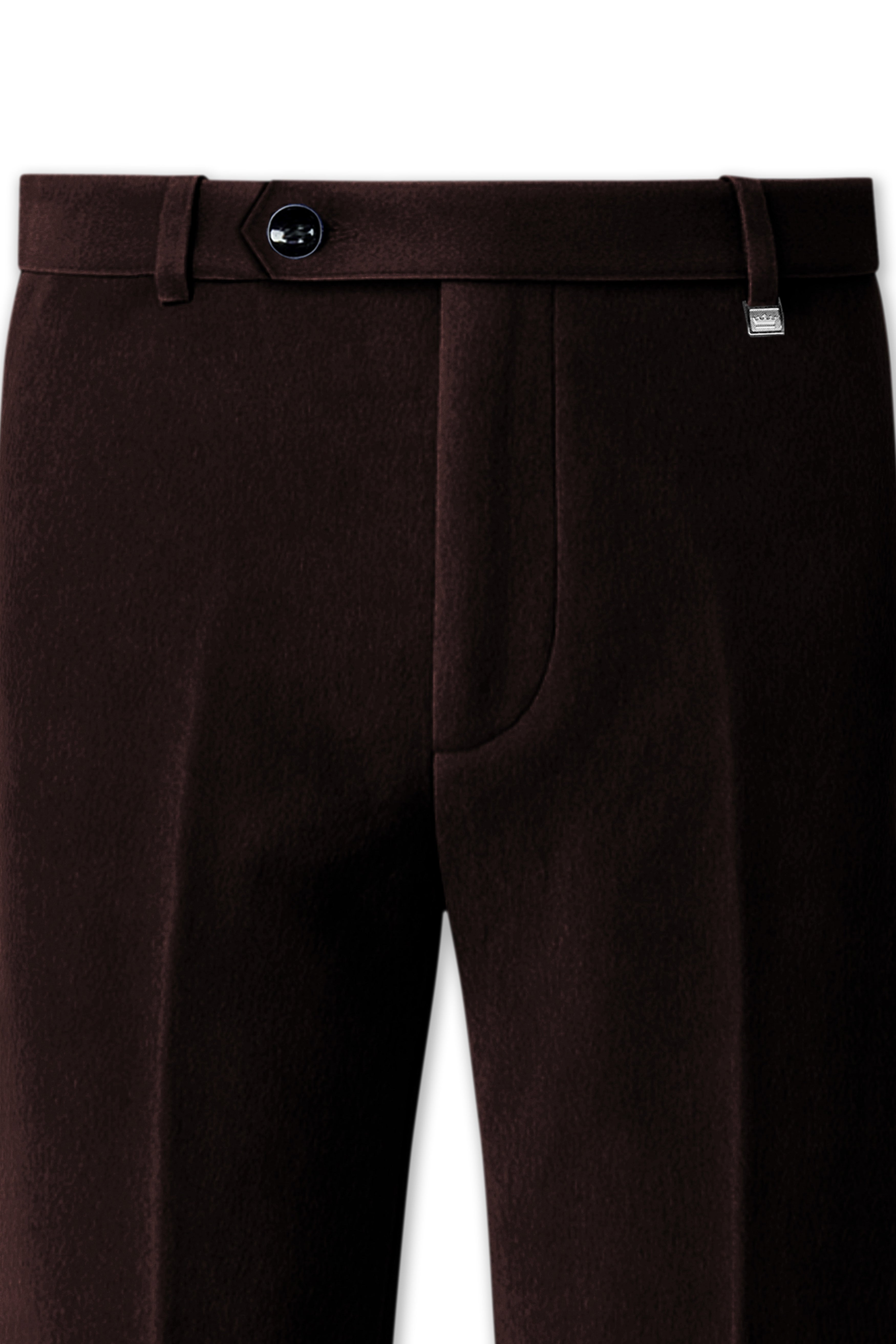 Imperial-Acadia Brown Velvet Stretchable Waistband Pant