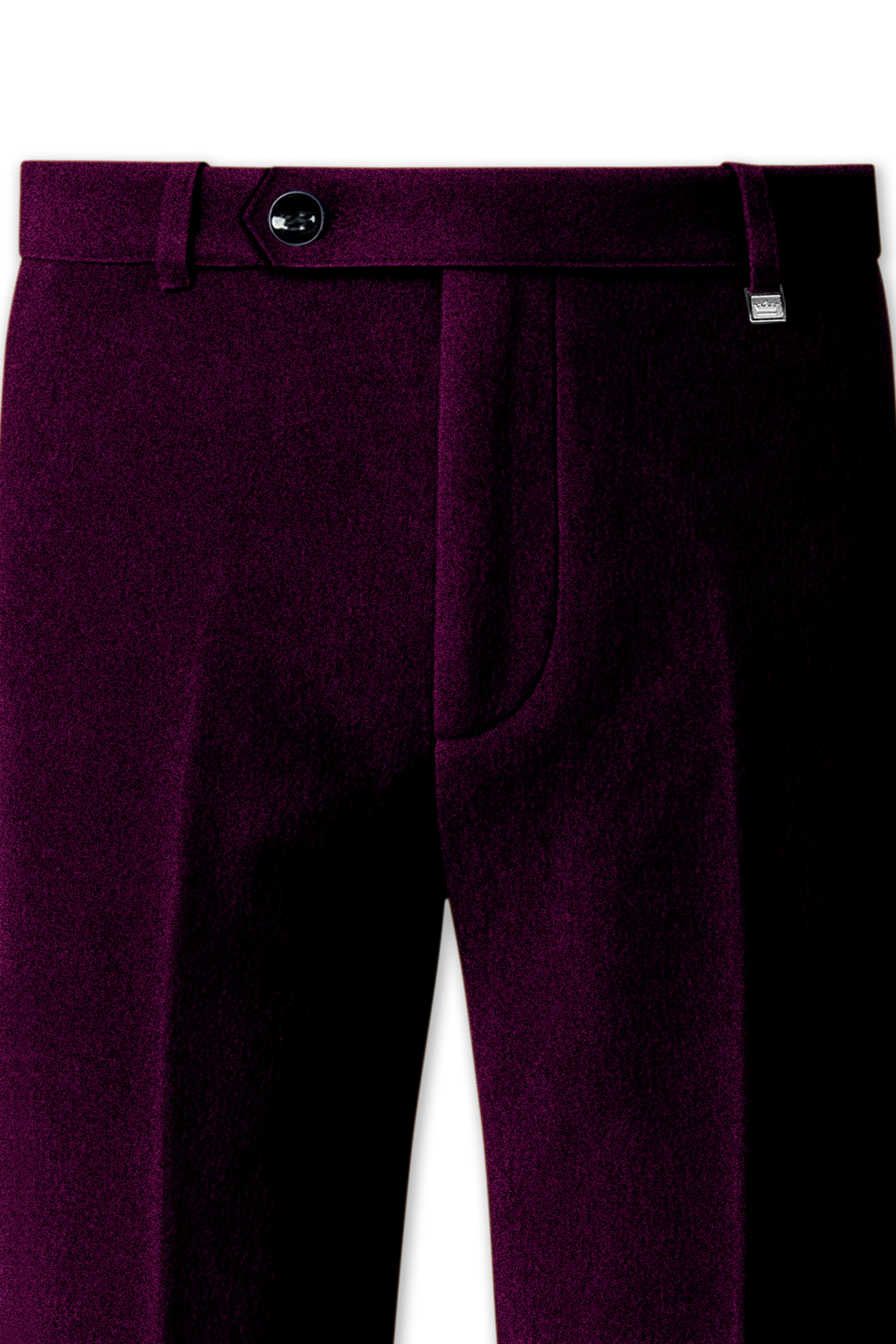 Merlot-Asphalt Wine Purple Velvet Stretchable Waistband Pant
