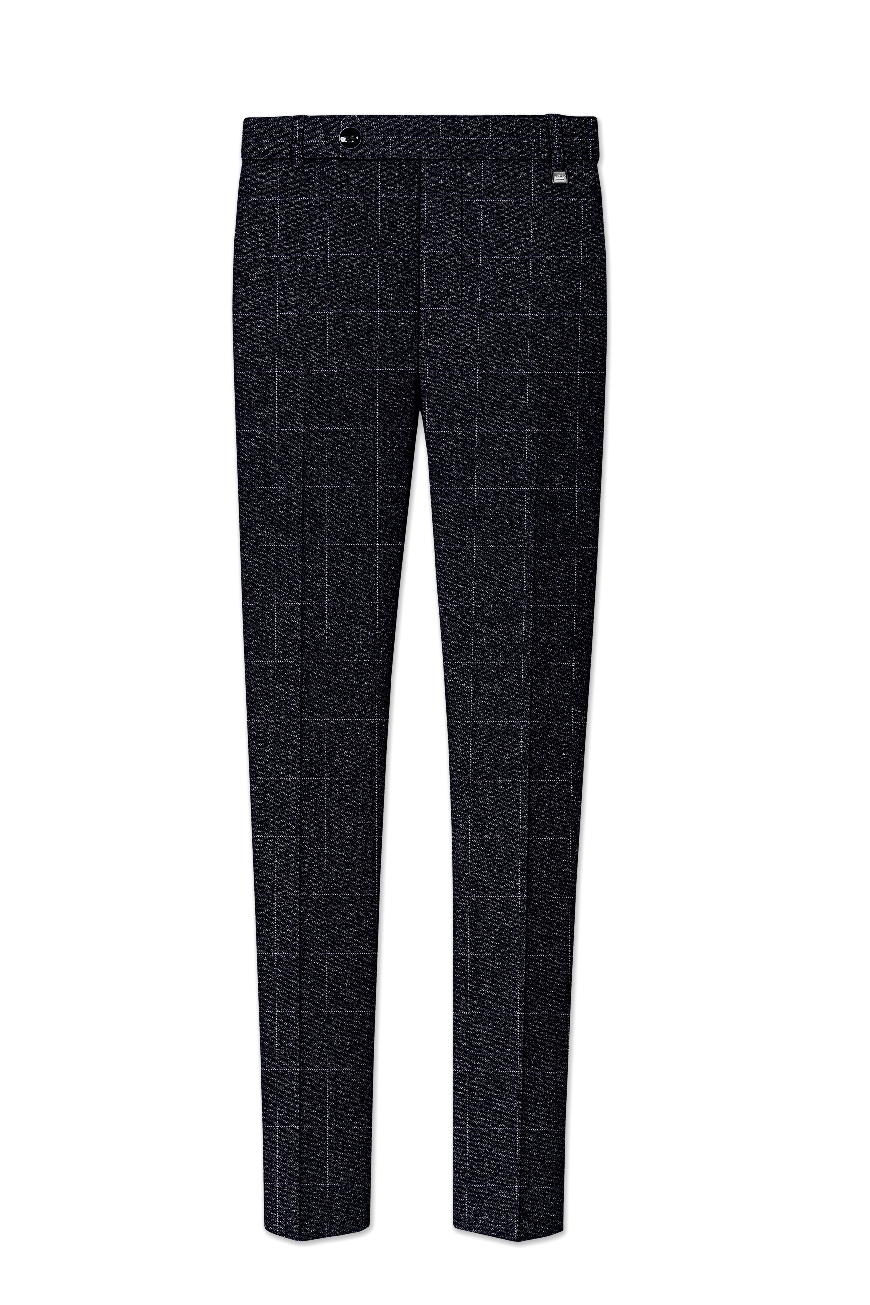 Fenrir-Shark Gray windowpane Tweed Stretchable Waistband Pant
