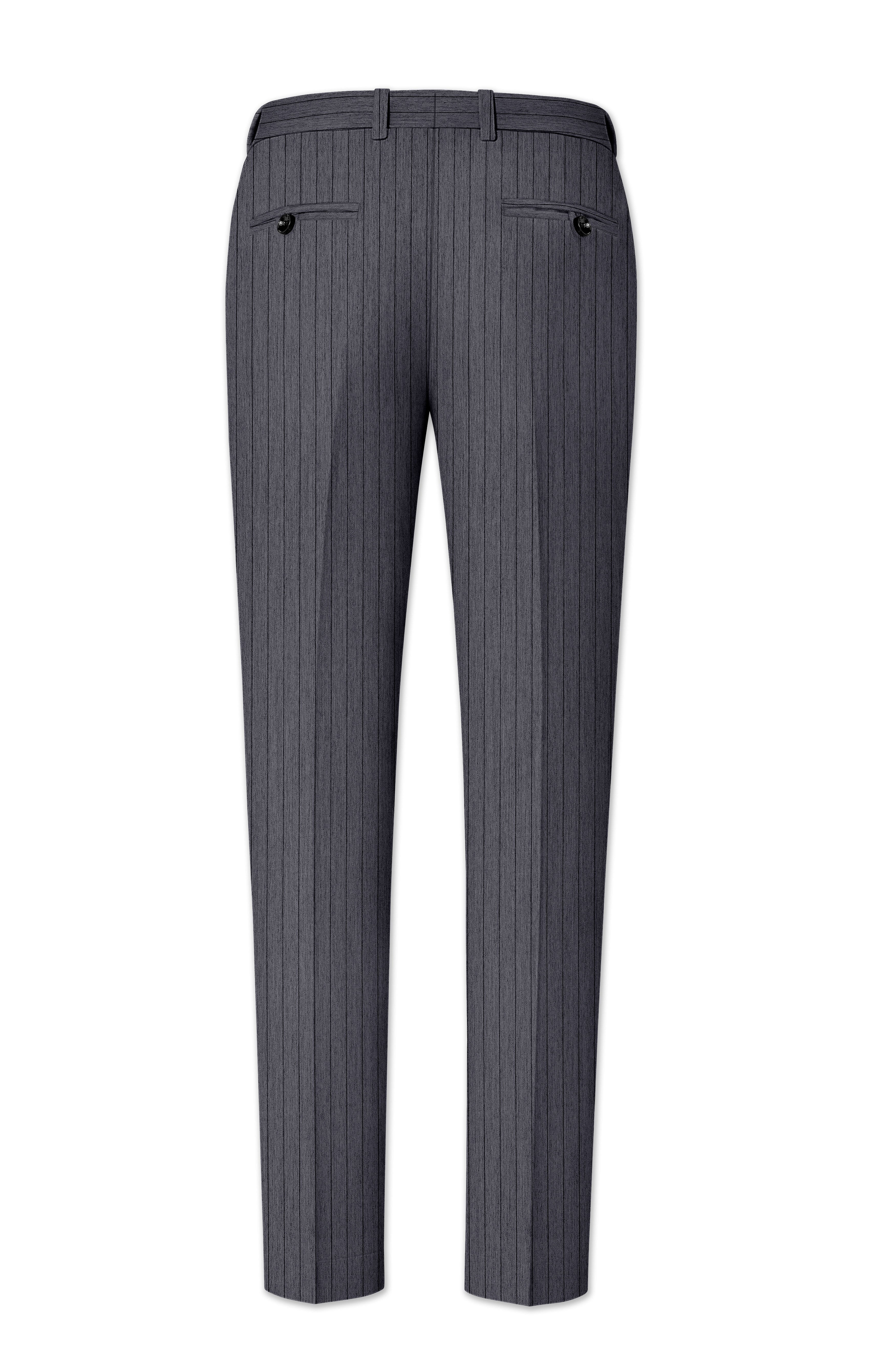 Noctaro-Vampire Gray Pin Striped Wool Rich Slight Stretch Waistband Pant